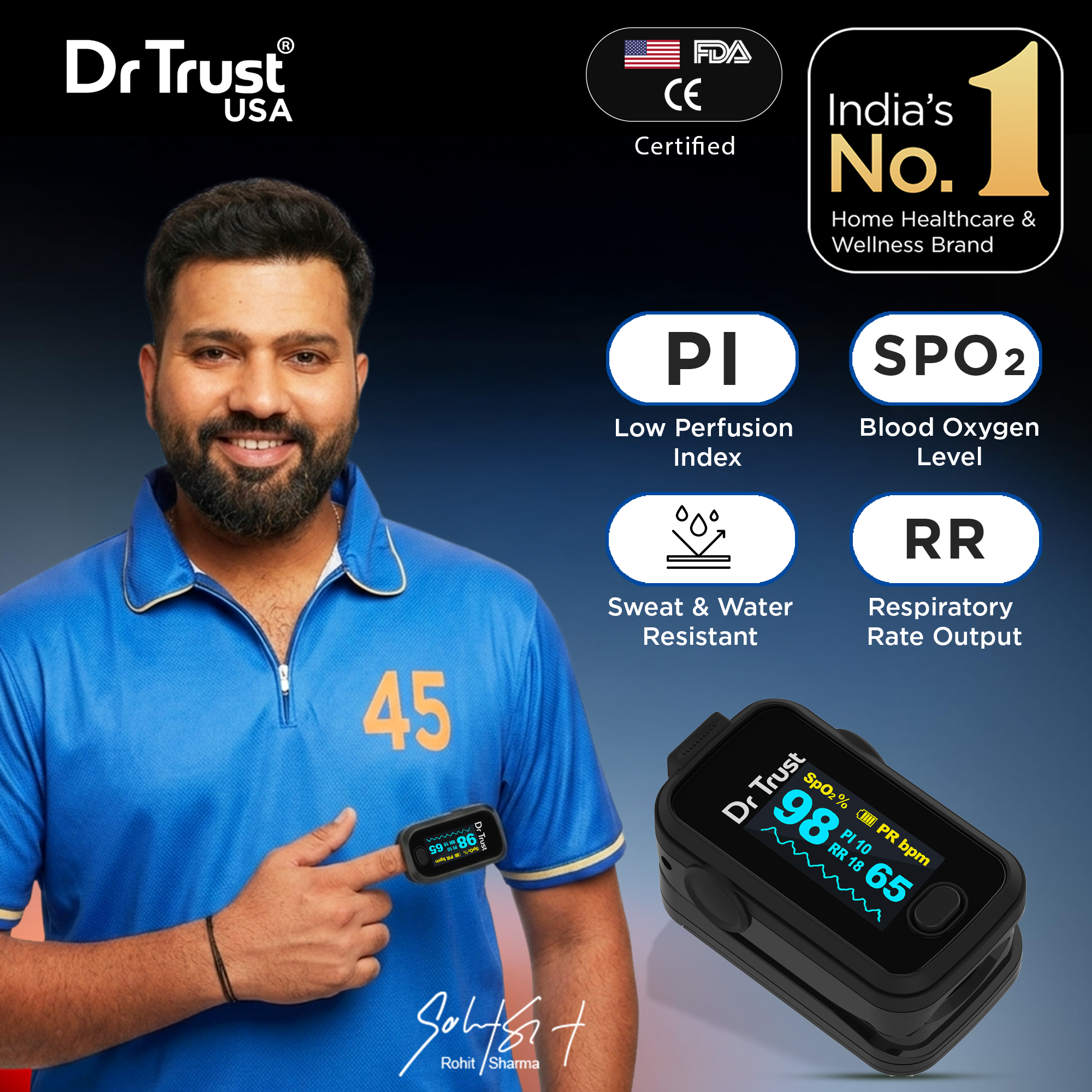 Dr Trust USA Finger Tip Pulse Oximeter Professional 210