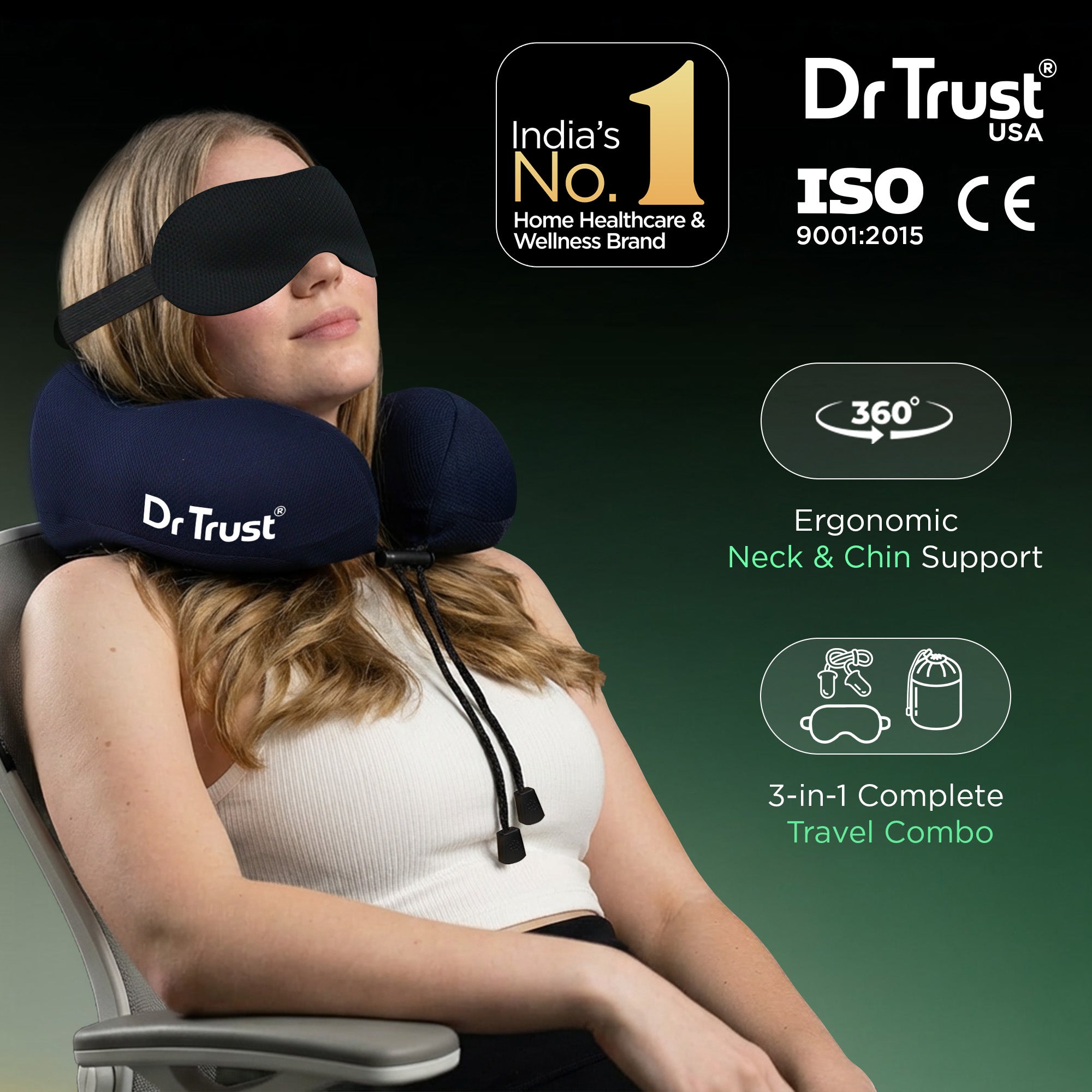 Dr Trust USA Orthopedic Memory Foam Travel Neck Pillow 358