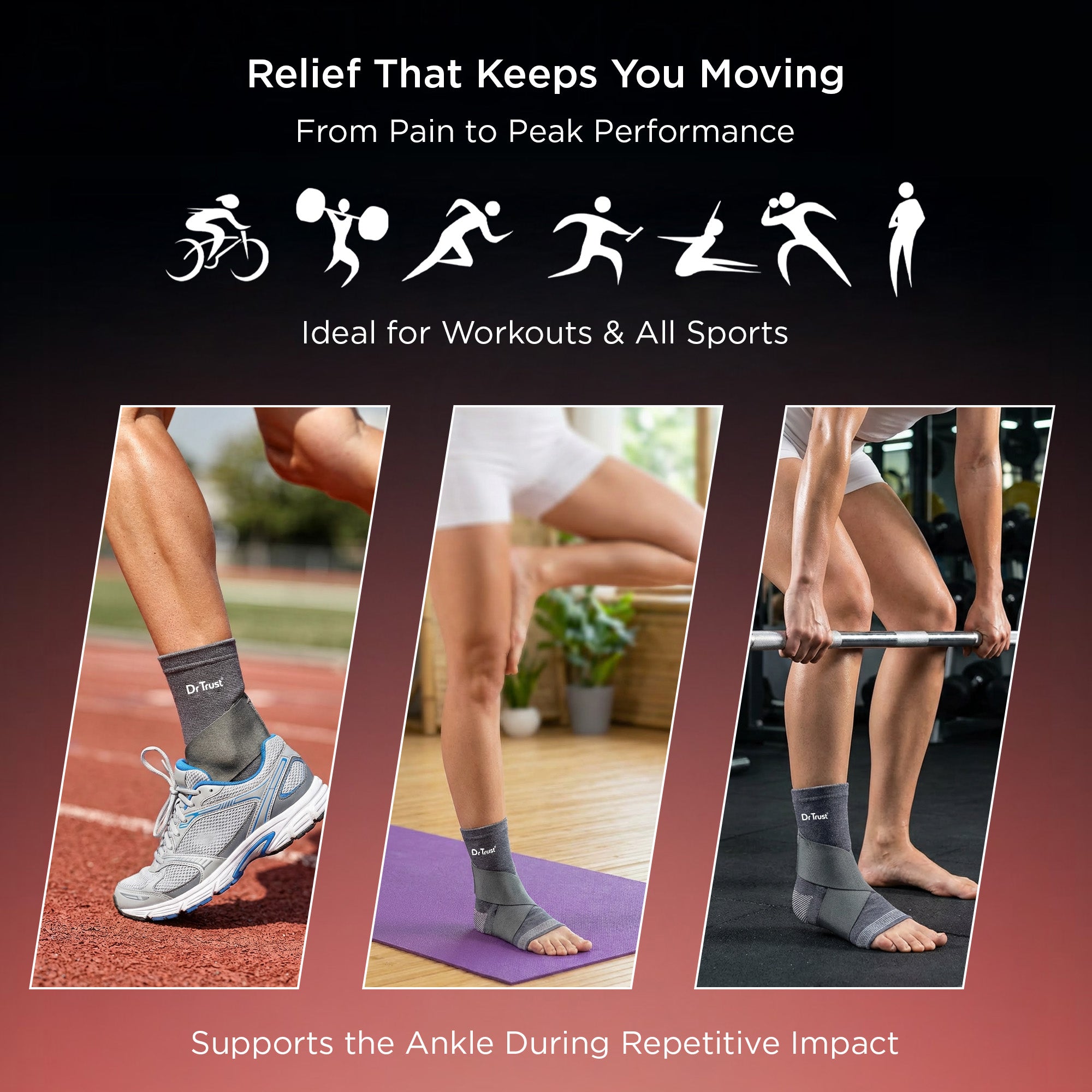 Dr Trust USA 4301 Ankle Support for Pain Relief & Stability (Men & Women)