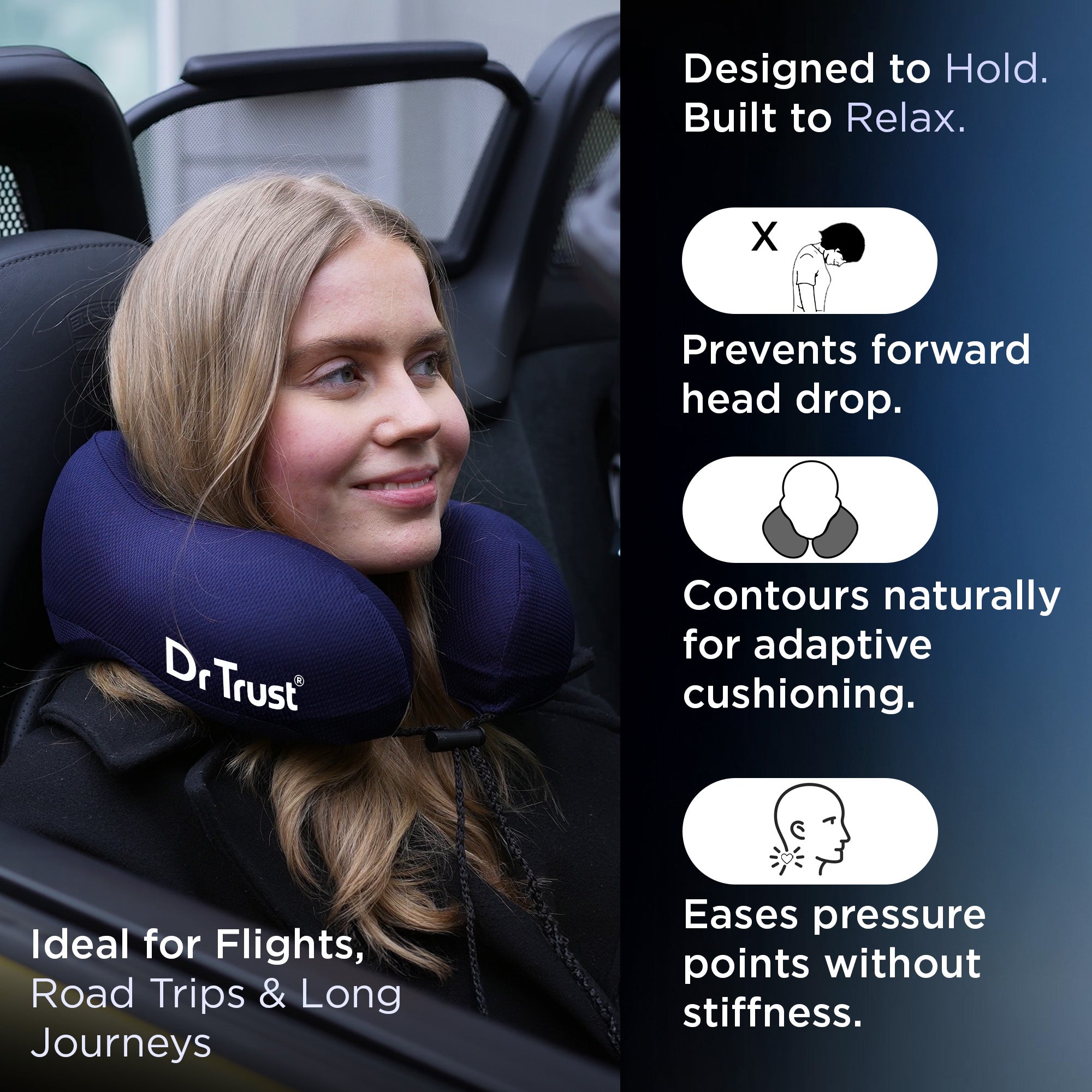 Dr Trust USA Orthopedic Memory Foam Travel Neck Pillow 358