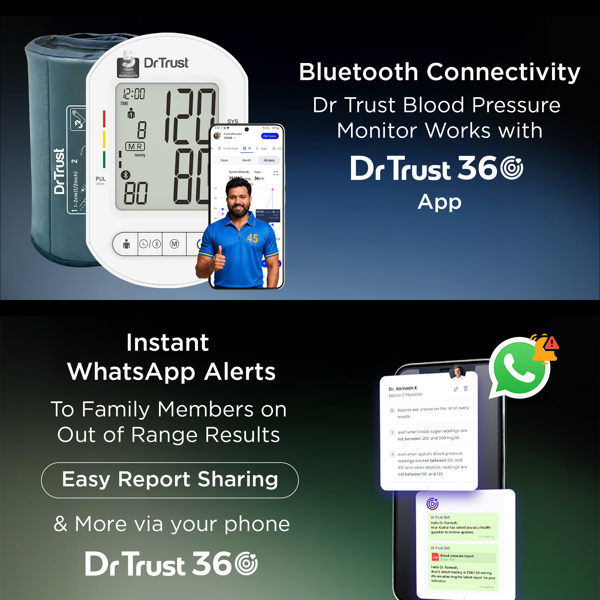 Dr Trust USA Blood Pressure Monitor Core Model with Bluetooth 124