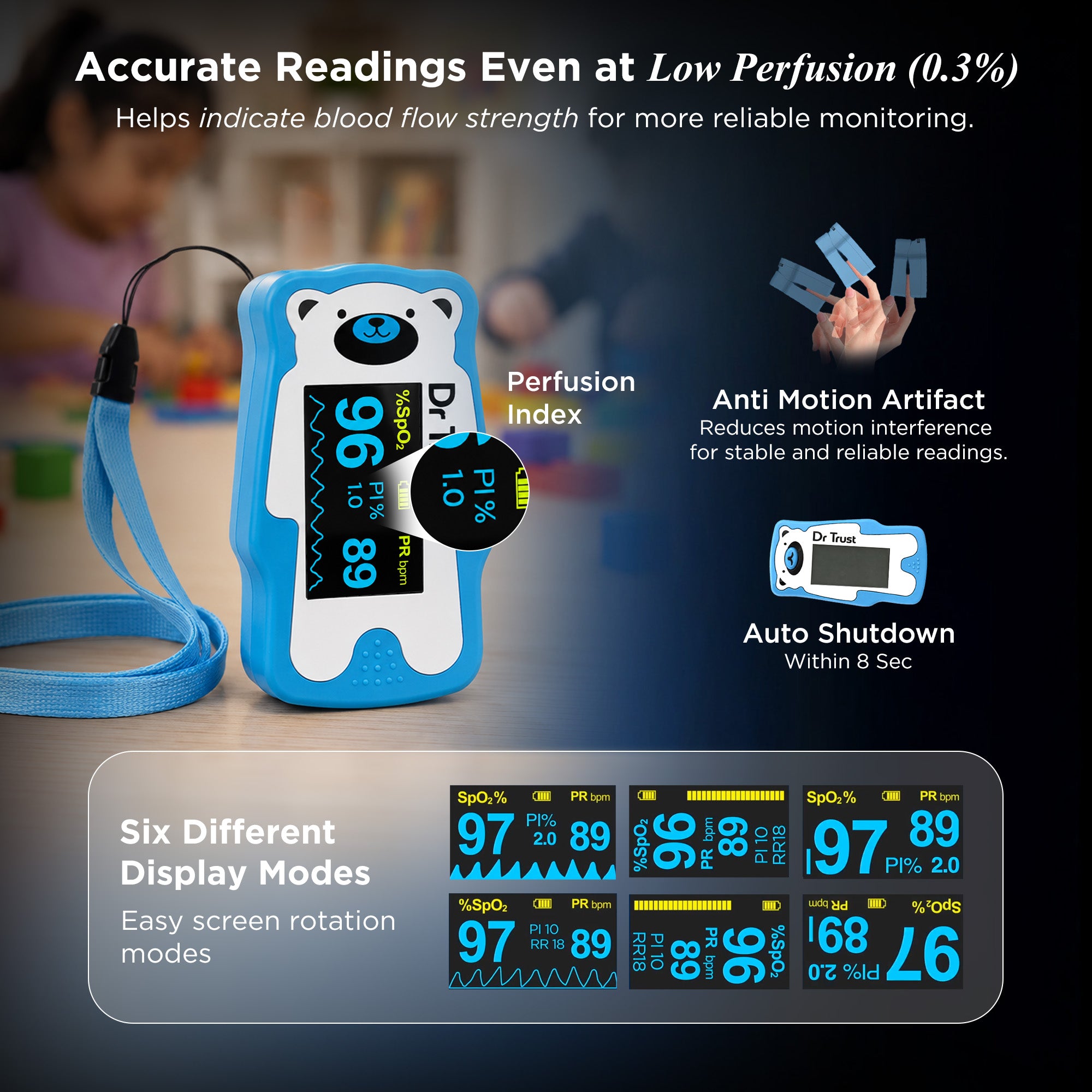 Dr Trust USA Paediatric Finger Tip Pulse Oximeter 212