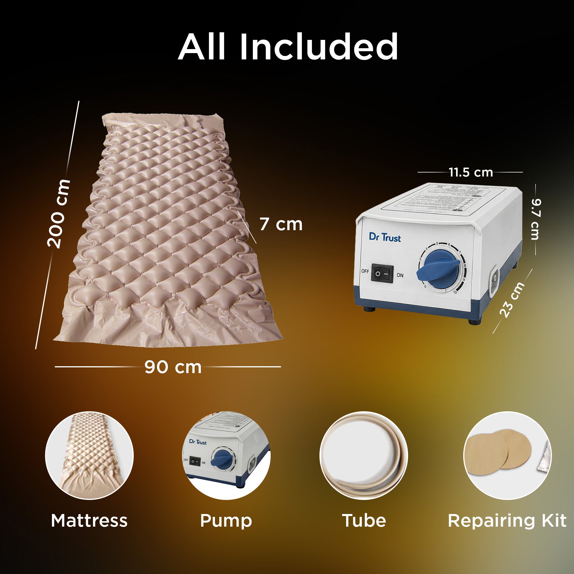 Dr Trust USA Aerocare Air Mattress Anti Decubitus Air Pump & Bubble Mattress 301