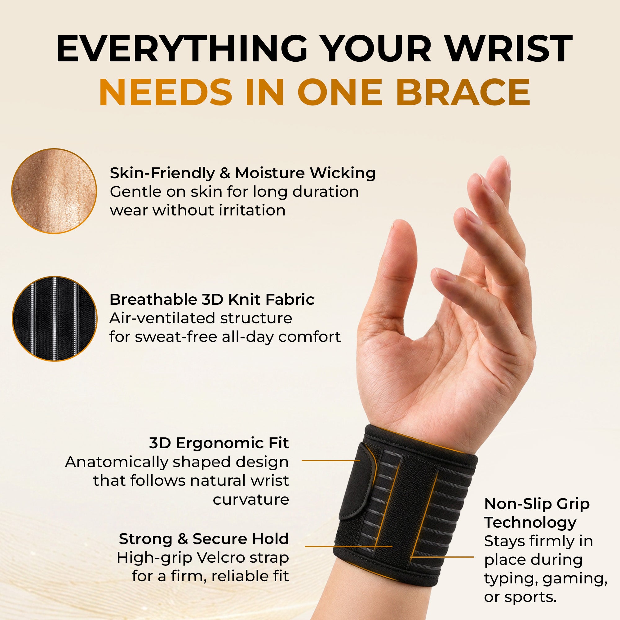 Gold Standard Wrist Brace with Double Lock 2021, Compression Wrist Support Band for Carpal Tunnel, Arthritis, Tendonitis, TFCC, Sprain, Weightlifting, Gym, Sports, Typing & Daily Wear, Men & Women (S, M, L)