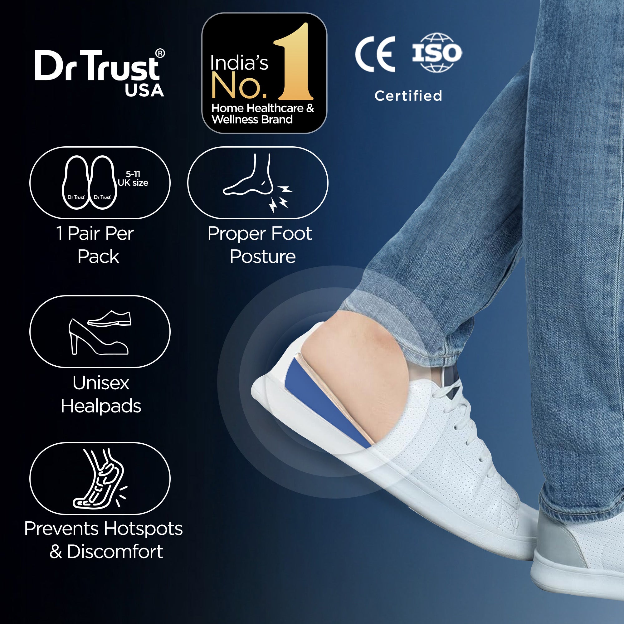 Dr Trust USA Orthopedic Heel Pads 372 (Pack of 1 Pair)