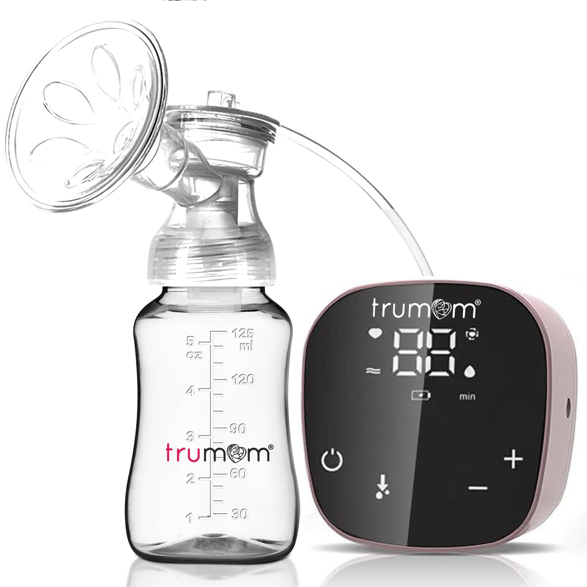 Dr Trust USA Breast Pump Trumom USA Electric Breast Pump with 2 Phase Pumping, USB Rechargeable, Digital Display, Single, Quiet, Gentle, Small, & Portable Baby Feeding Pump with BPA FREE Accessories, 125 ml Milk Bottle, Adjustable Suction 6006