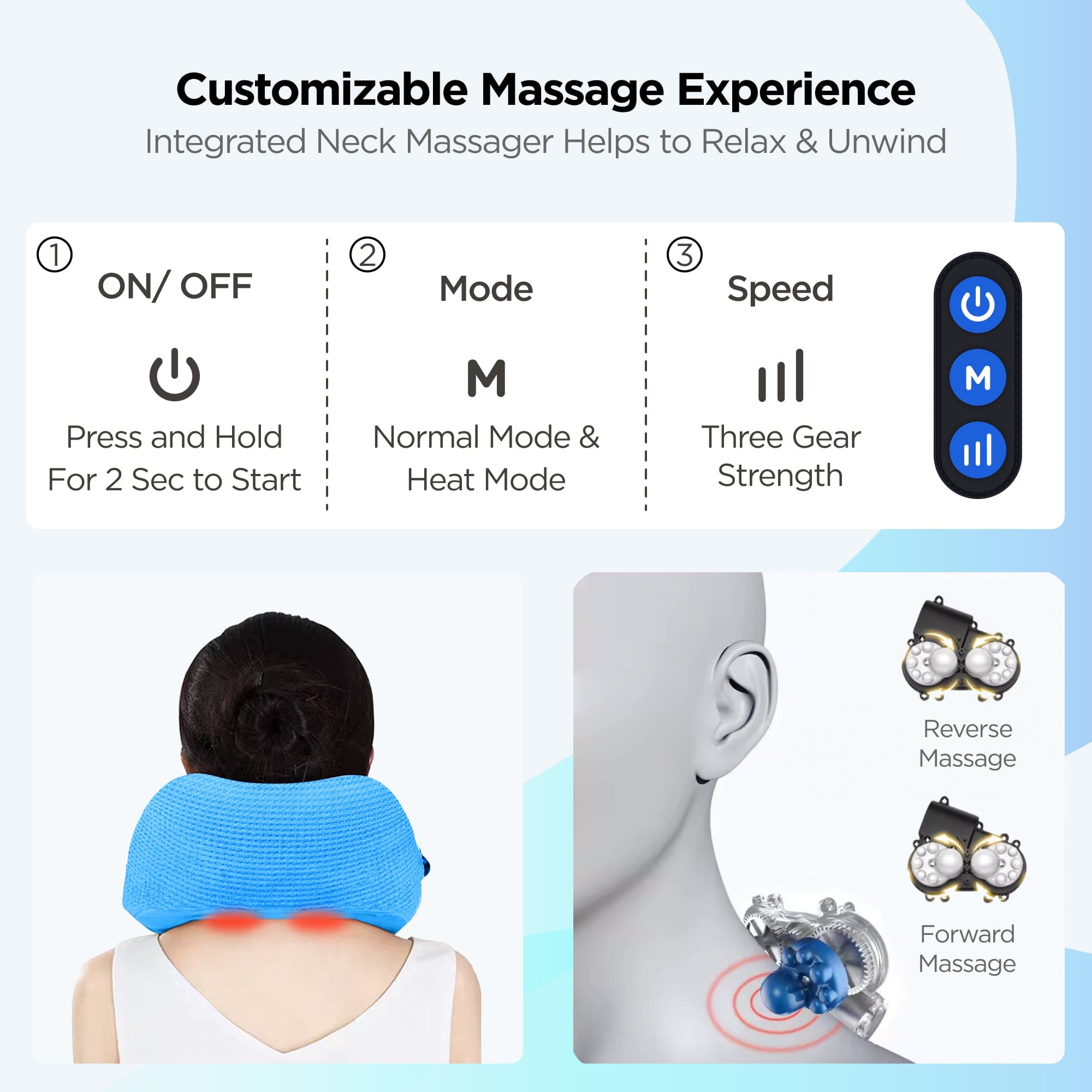 Dr Trust USA Ortho Products Dr Trust USA Cloudwalker Neck Pillow for Travel Comfort in Flights, Train, Airplane, Rechargeable Memory Foam Neck Support with Massage & Heat For Pain Relief, Travelling Sleep Accessories 386