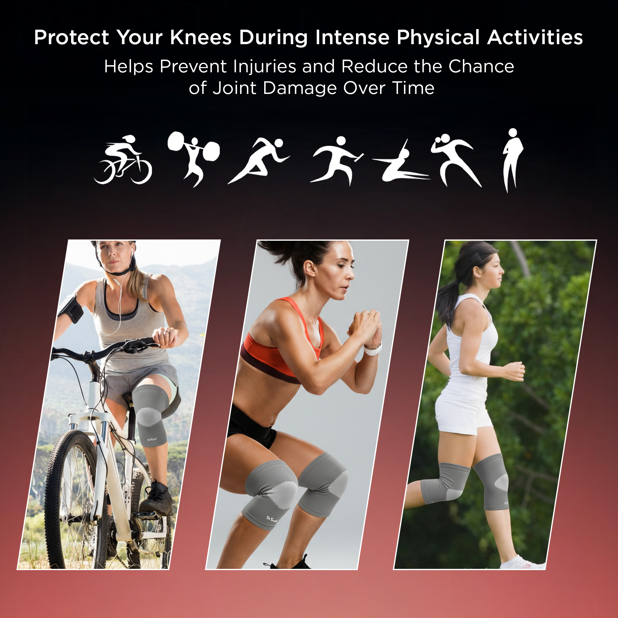 Dr Trust USA 4501 Premium Knee Support Cap for Sports, Gym, Exercise, Running, Cycling, Workout, Joint Pain Relief, Arthritis Compression Knee Brace for Men and Women