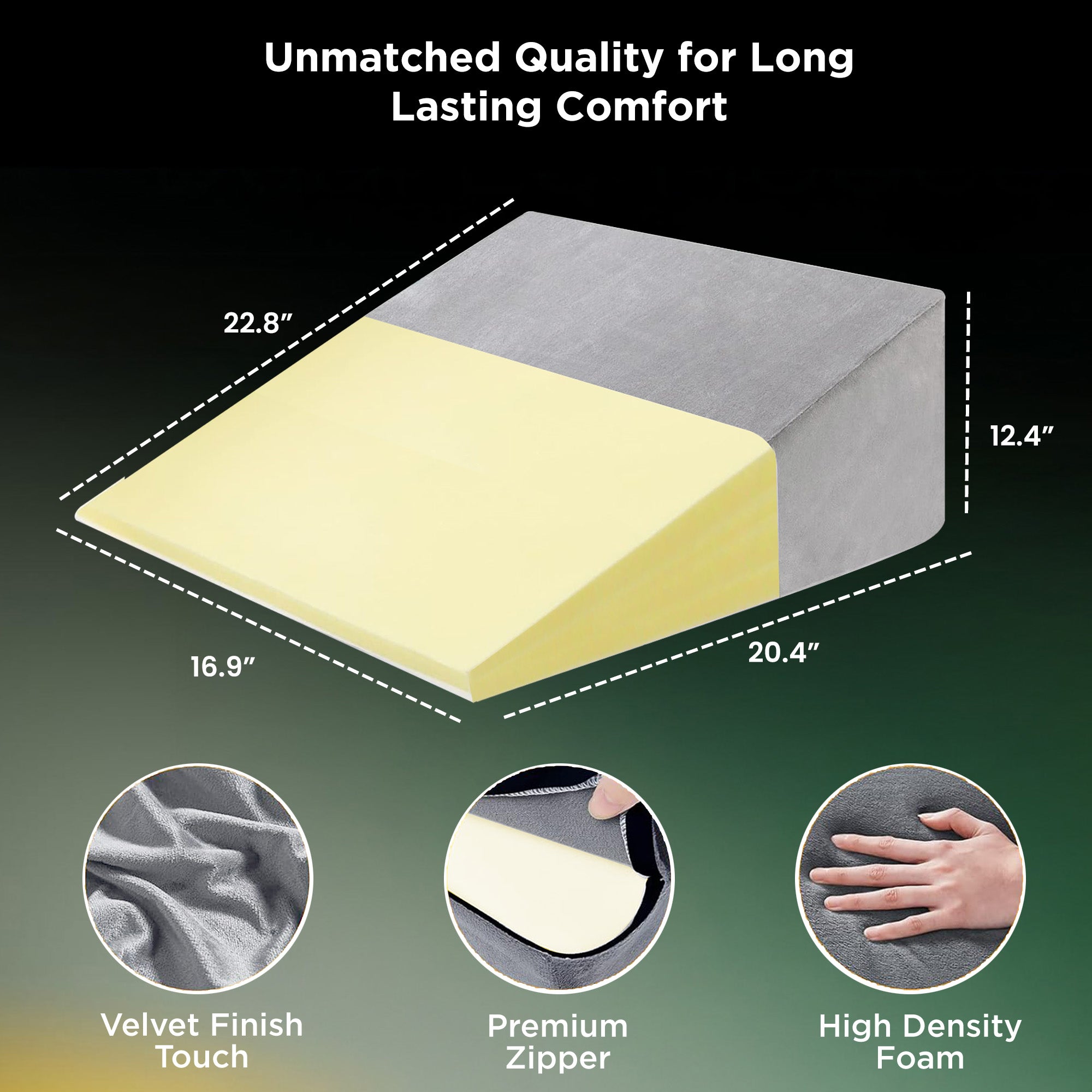 Dr Trust USA 3201 Wedge HR Foam Pillow for Elevated Sleeping, Acid Reflux, Snoring, GERD, Heartburn, Back Support & Pain Relief, Spinal Alignment & Posture Support Pillow Large