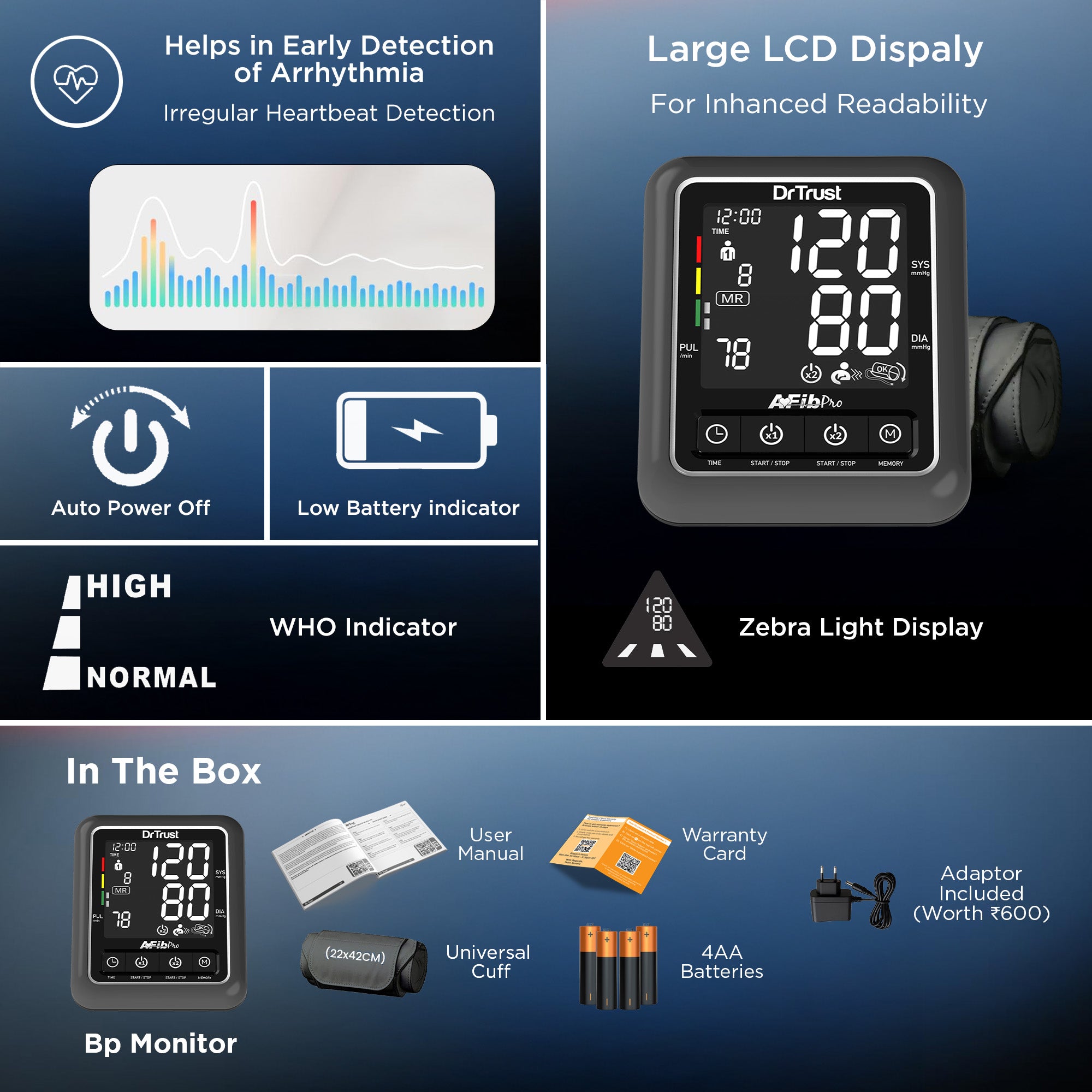 Dr Trust USA Afib Talk Atrial Fibrillation BP Monitor Blood Pressure Machine 104