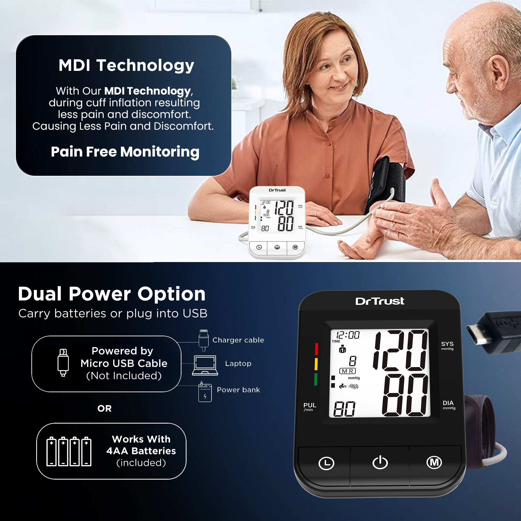 டாக்டர் டிரஸ்ட் யுஎஸ்ஏ பிபி கம்ஃபோர்ட் ப்ரோ இரத்த அழுத்த மானிட்டர் மெஷின் 115