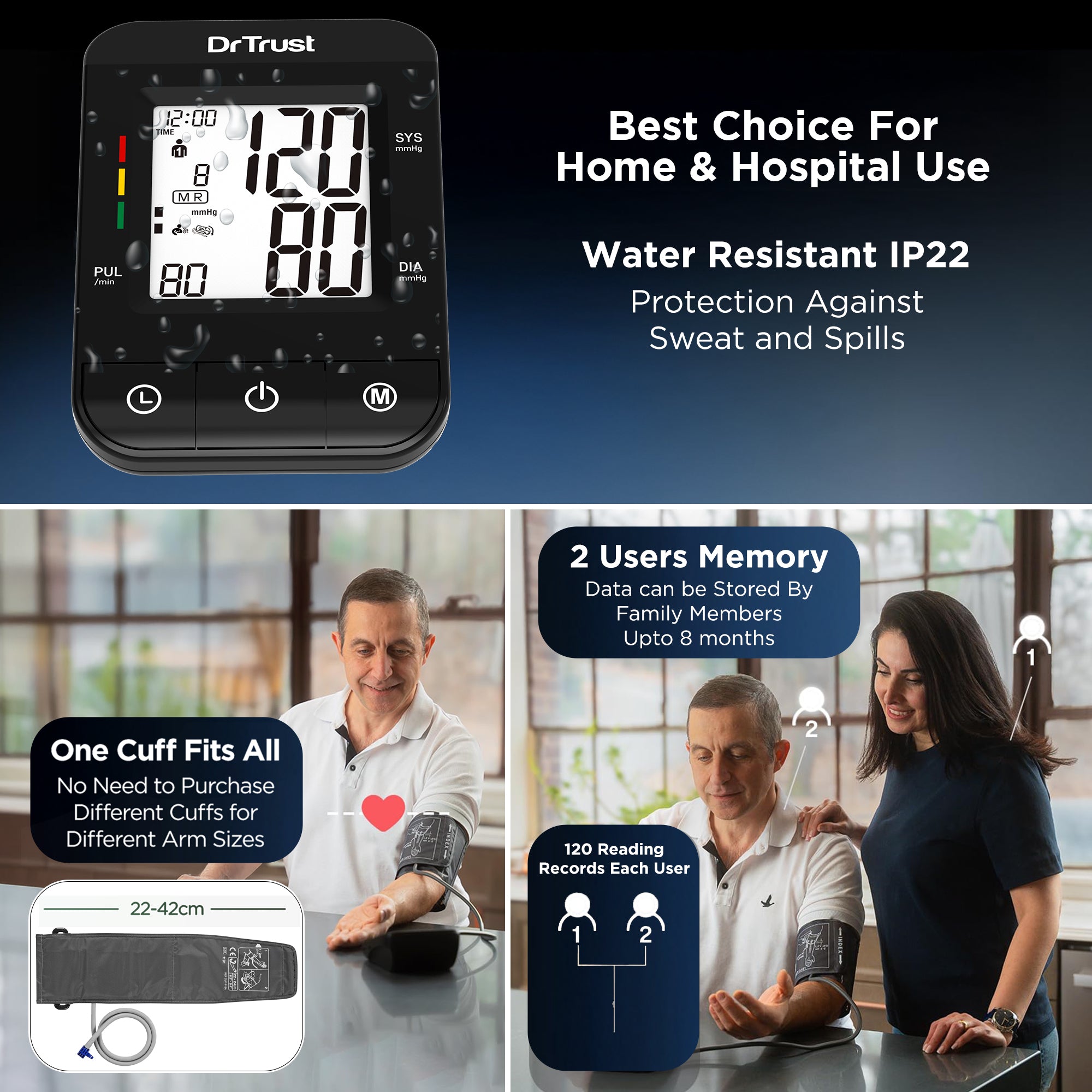 டாக்டர் டிரஸ்ட் யுஎஸ்ஏ பிபி கம்ஃபோர்ட் ப்ரோ இரத்த அழுத்த மானிட்டர் மெஷின் 115