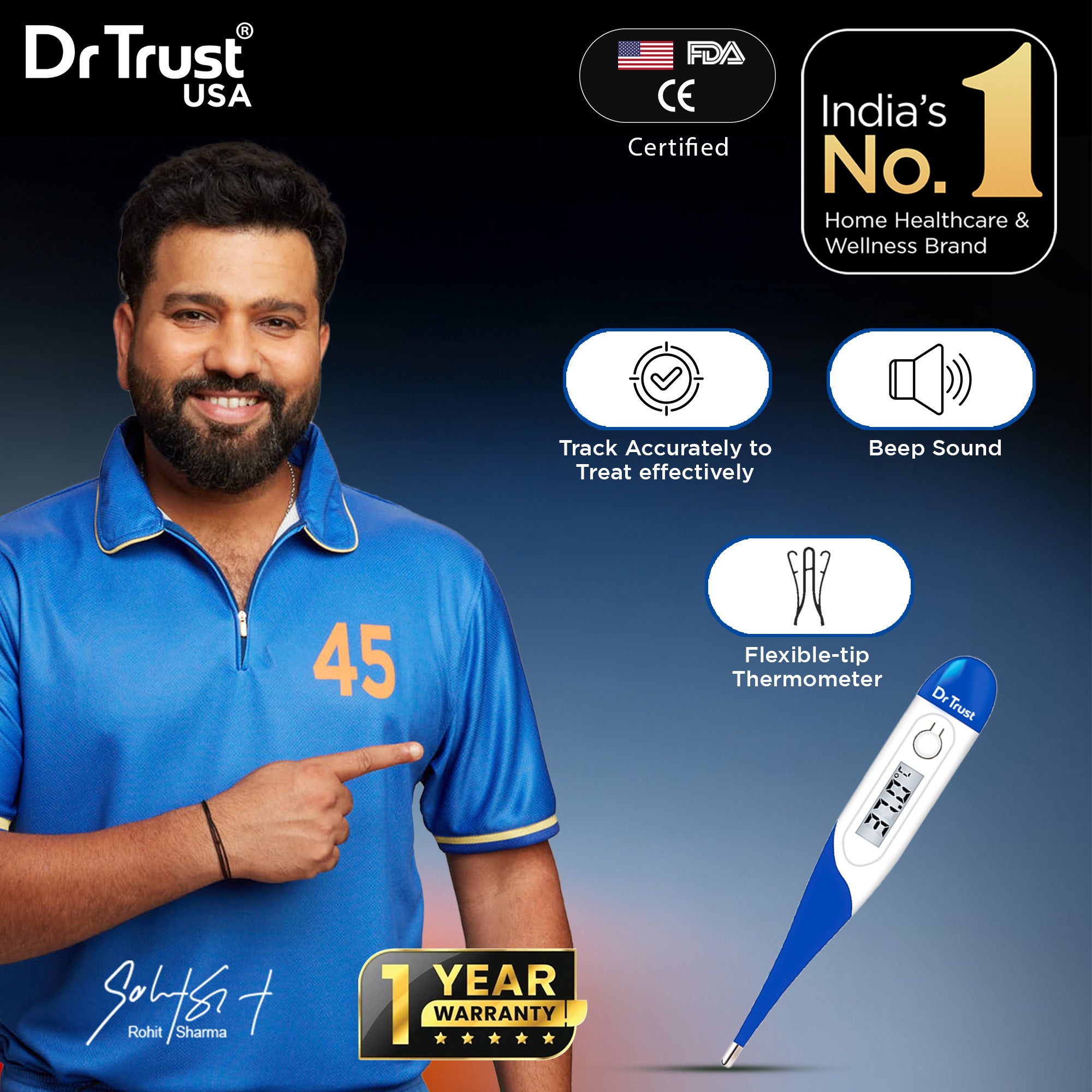 Dr Trust USA Flexible Tip Digital Thermometer 604