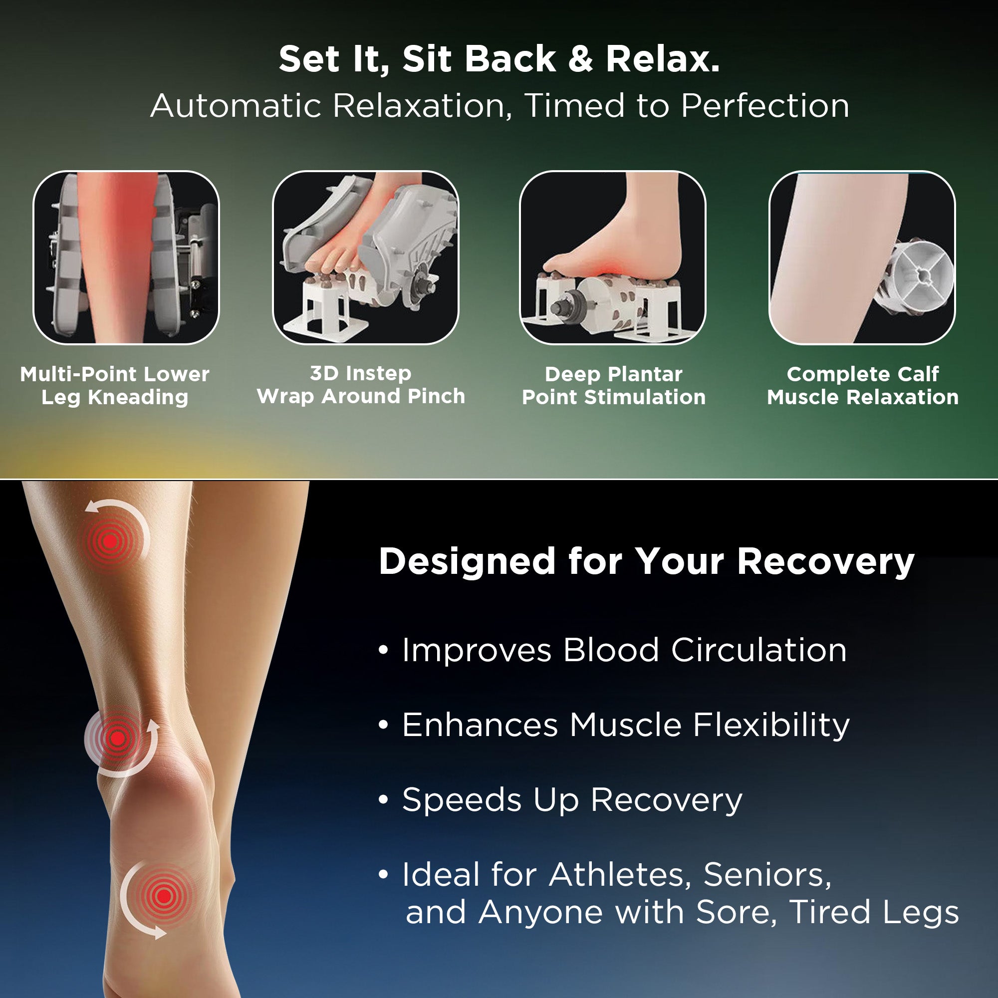 Dr Physio USA 1053 Grandmaster Foot & Calf Massager with Soothing Heat, 3 Intensity Levels and Vibrations, Electric Leg Massage Machine with Rolling & Kneading for Foot Pain Relief, Muscle Relaxation & Improved Blood Circulation