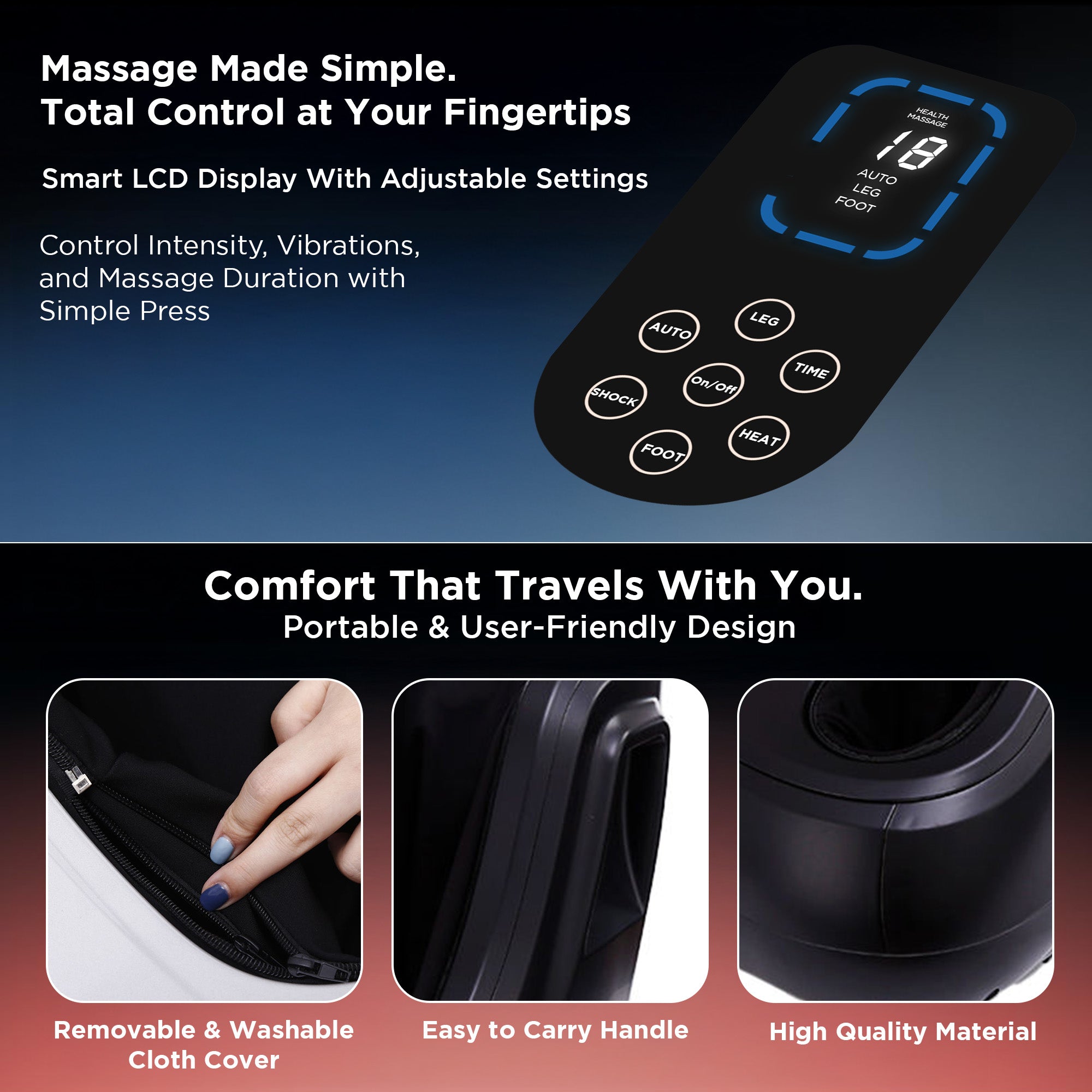 Dr Physio USA 1053 Grandmaster Foot & Calf Massager with Soothing Heat, 3 Intensity Levels and Vibrations, Electric Leg Massage Machine with Rolling & Kneading for Foot Pain Relief, Muscle Relaxation & Improved Blood Circulation