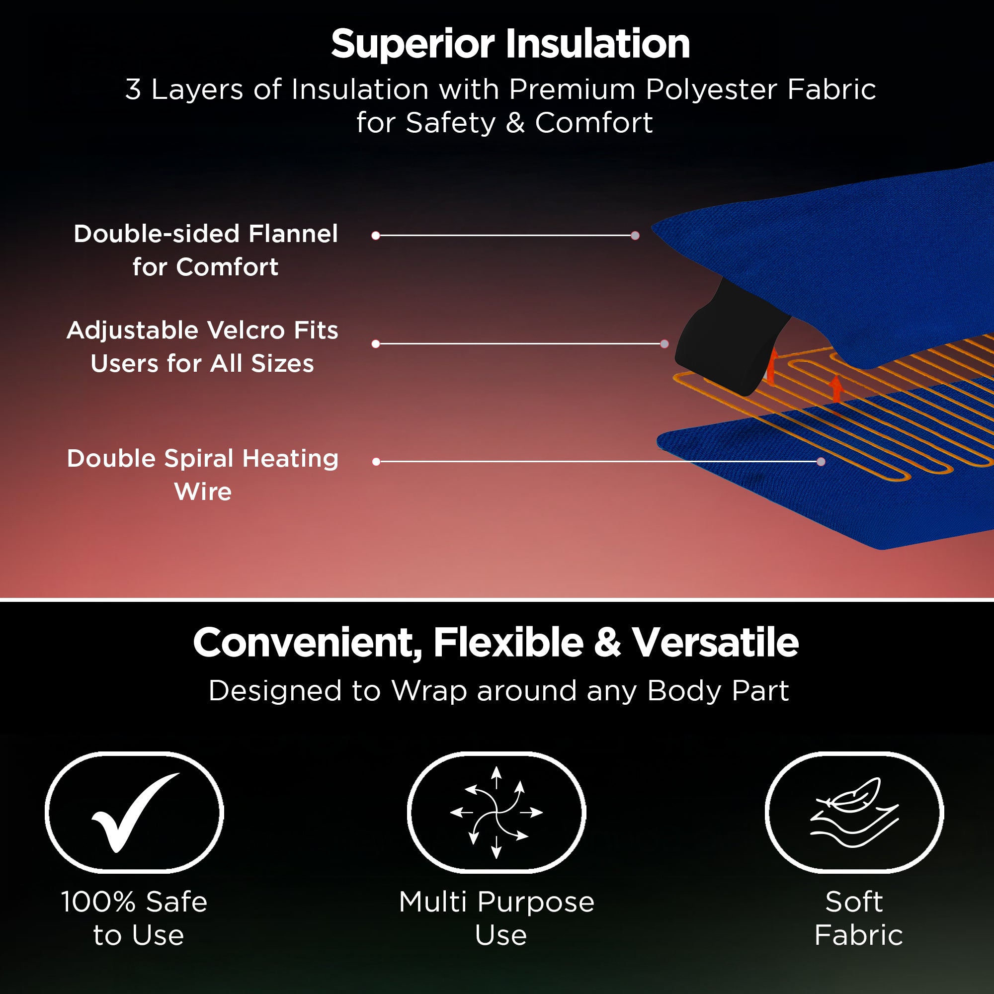 Dr Trust USA आर्थोपेडिक इलेक्ट्रिक हीटिंग पैड बेल्ट 346 के साथ