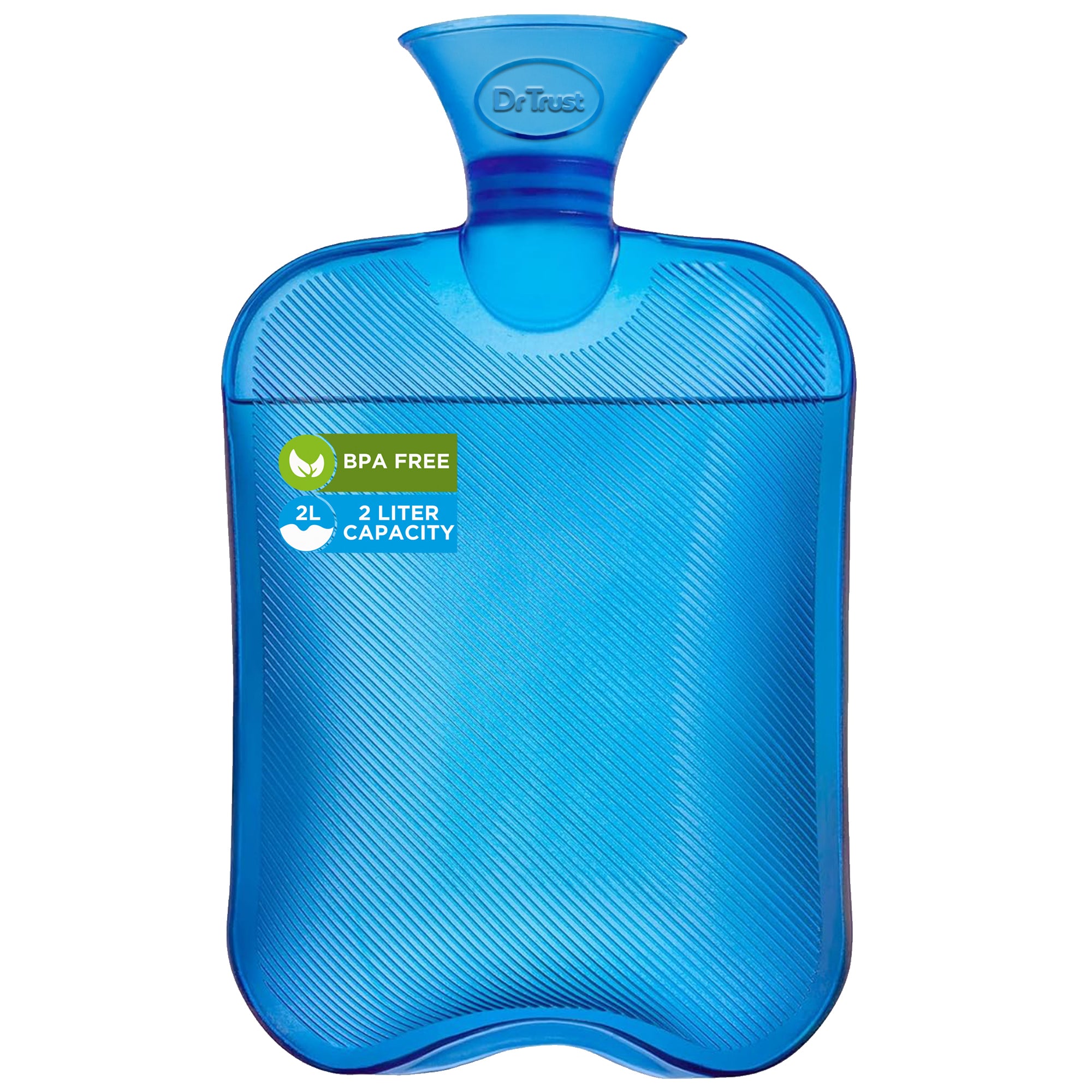 Dr Trust USA 371 Hot Water Bottle for Period Pain Relief, Muscle Cramps, Back Pain, Joint Pain & Winter Warmth BPA-Free PVC Transparent 2L Leak-Proof Hot Water Bag – Pack of 1