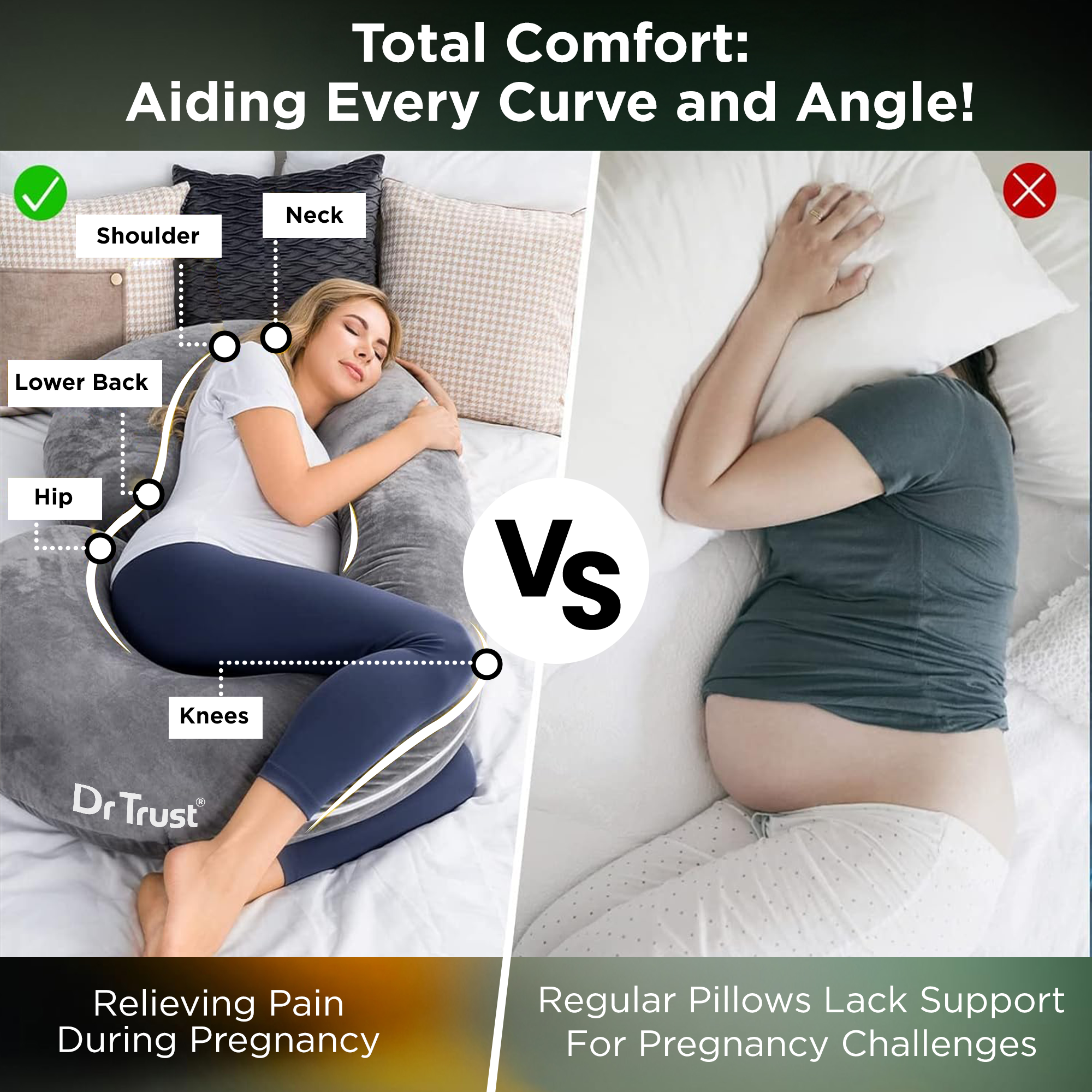 Dr Trust C-Shaped Full Body Pillow | Multi-Purpose Maternity Support 362