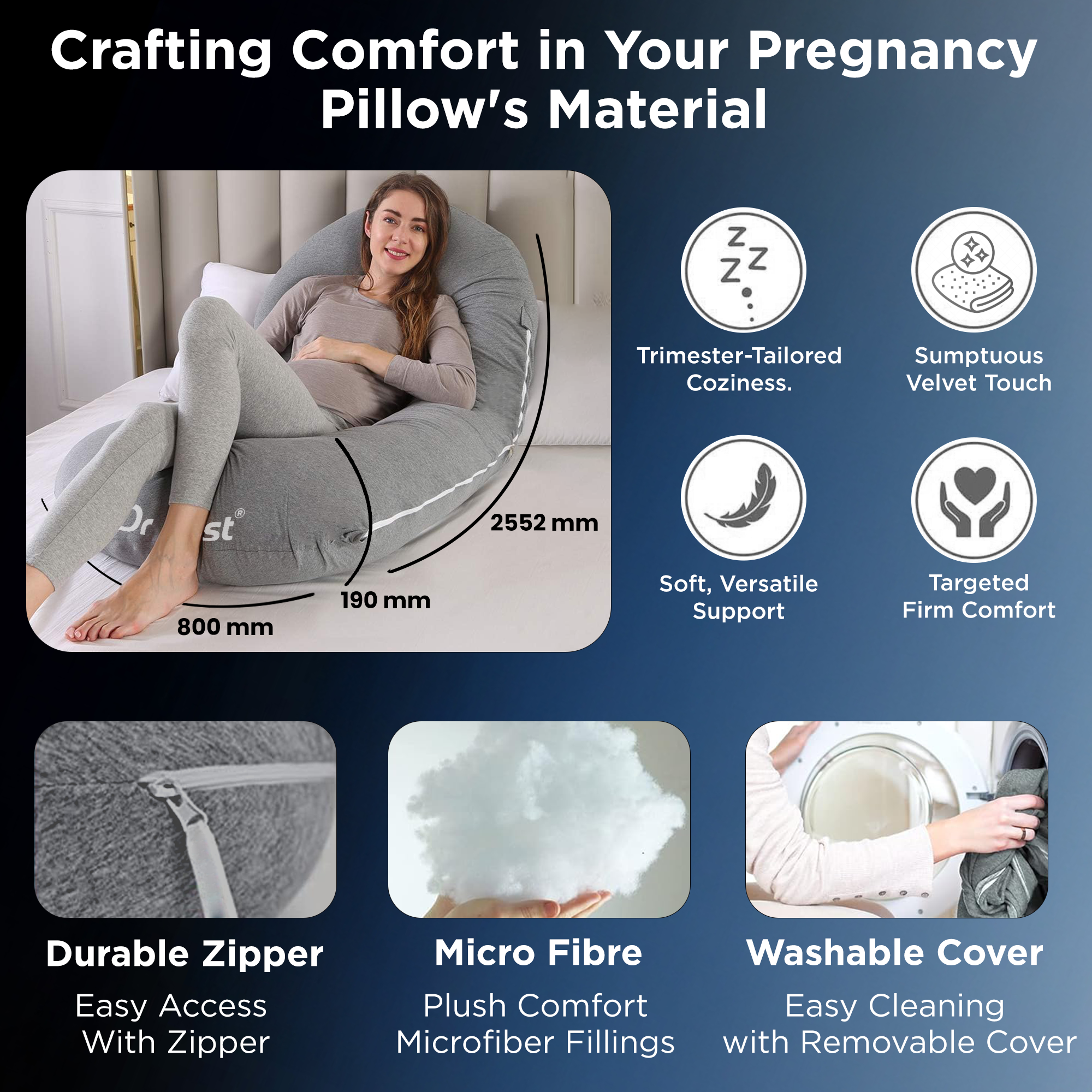 Dr Trust C-Shaped Full Body Pillow | Multi-Purpose Maternity Support 362