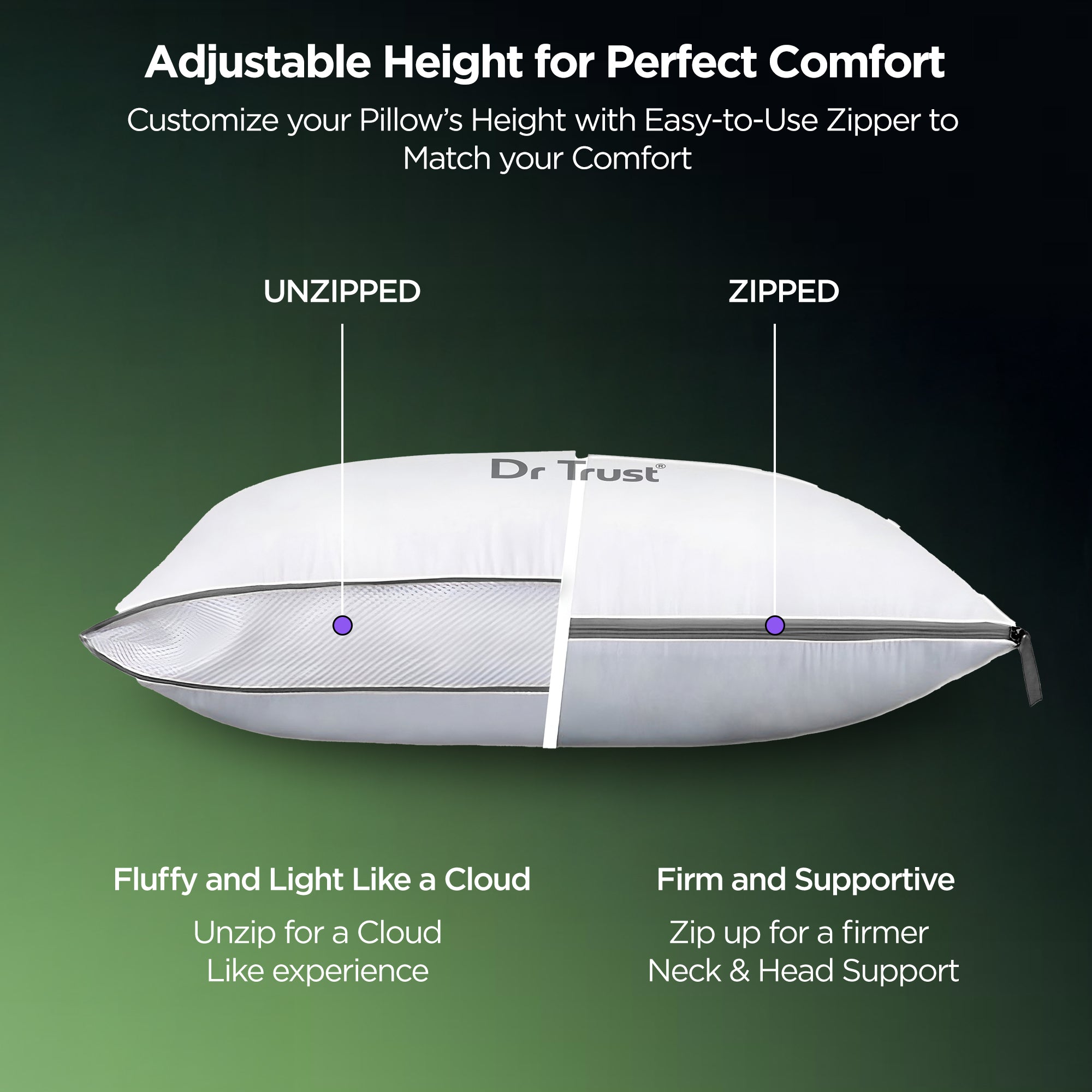 Dr Trust USA Luxurious Microfibre Cloud Sleeping Pillow 367 (White)