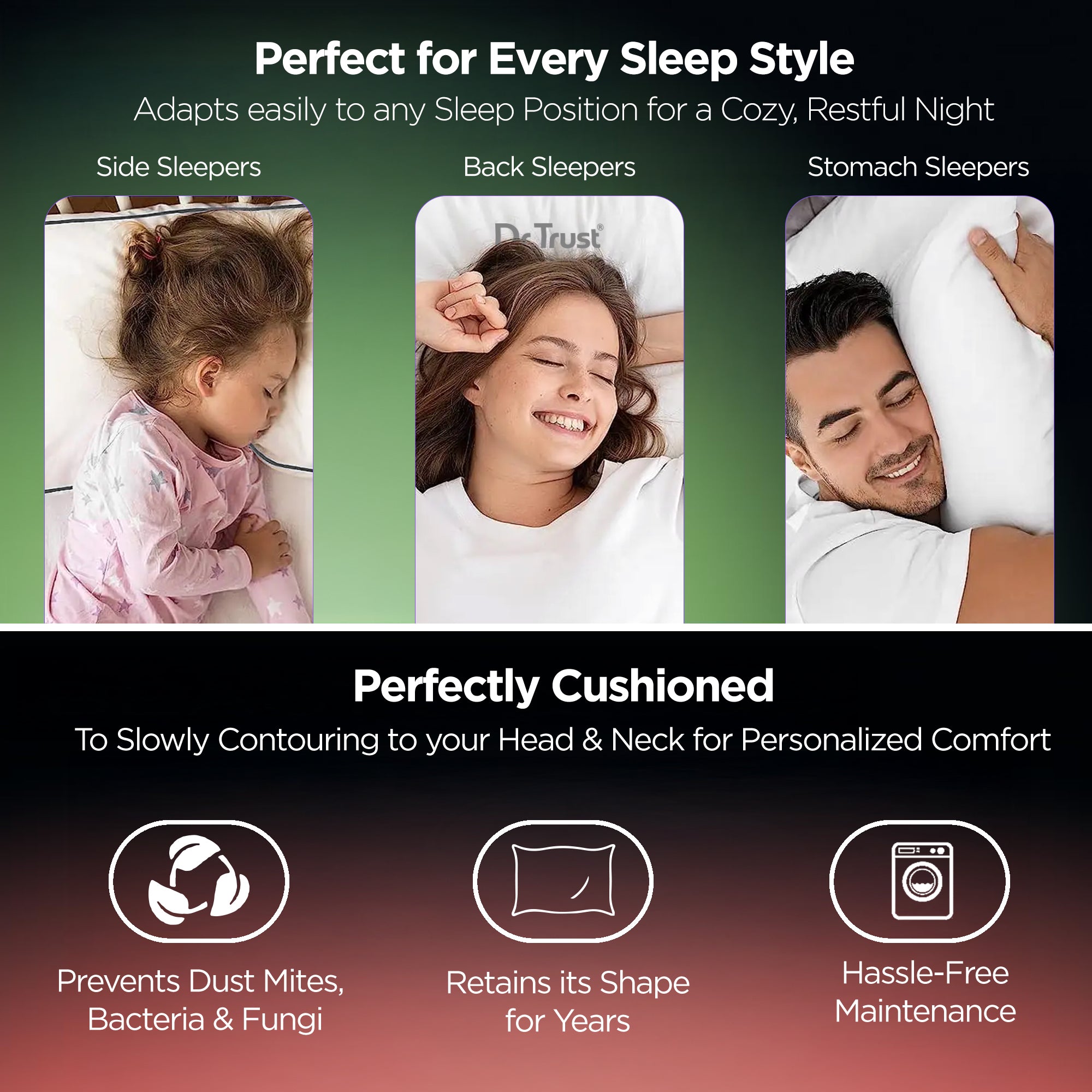 Dr Trust USA Luxurious Microfibre Cloud Sleeping Pillow 367 (White)