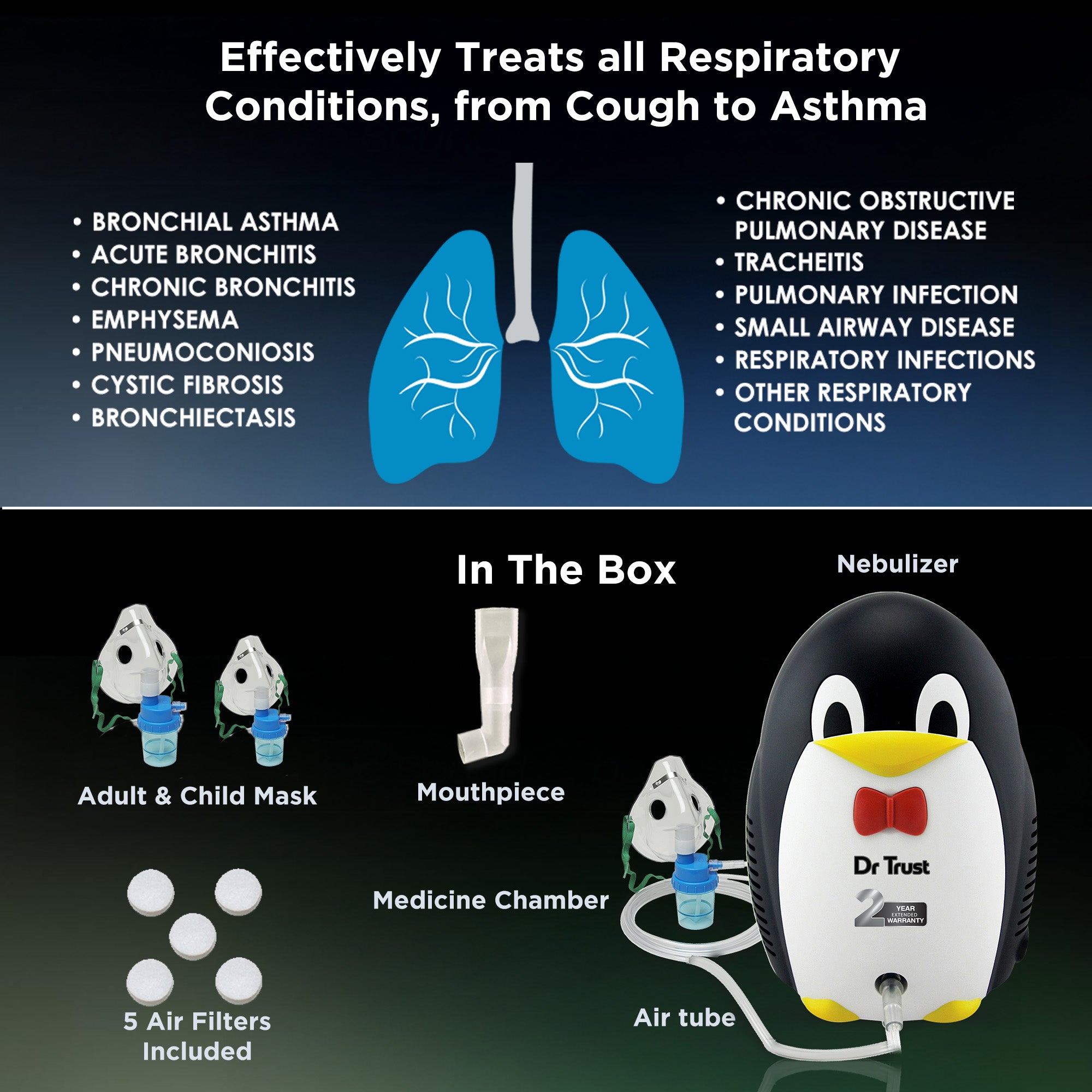 डॉ ट्रस्ट यूएसए जूनियर कंप्रेसर बच्चों के अनुकूल नेब्युलाइज़र 403