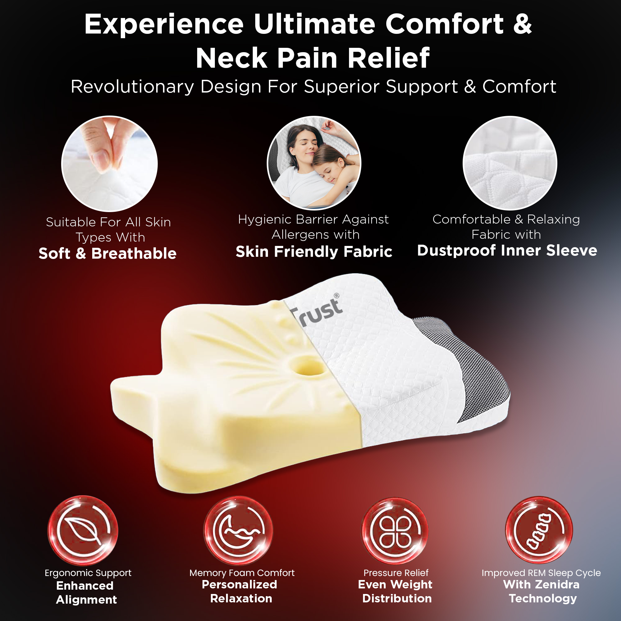 Dr Trust USA Orthopedic Memory Foam Cervical Pillow 361