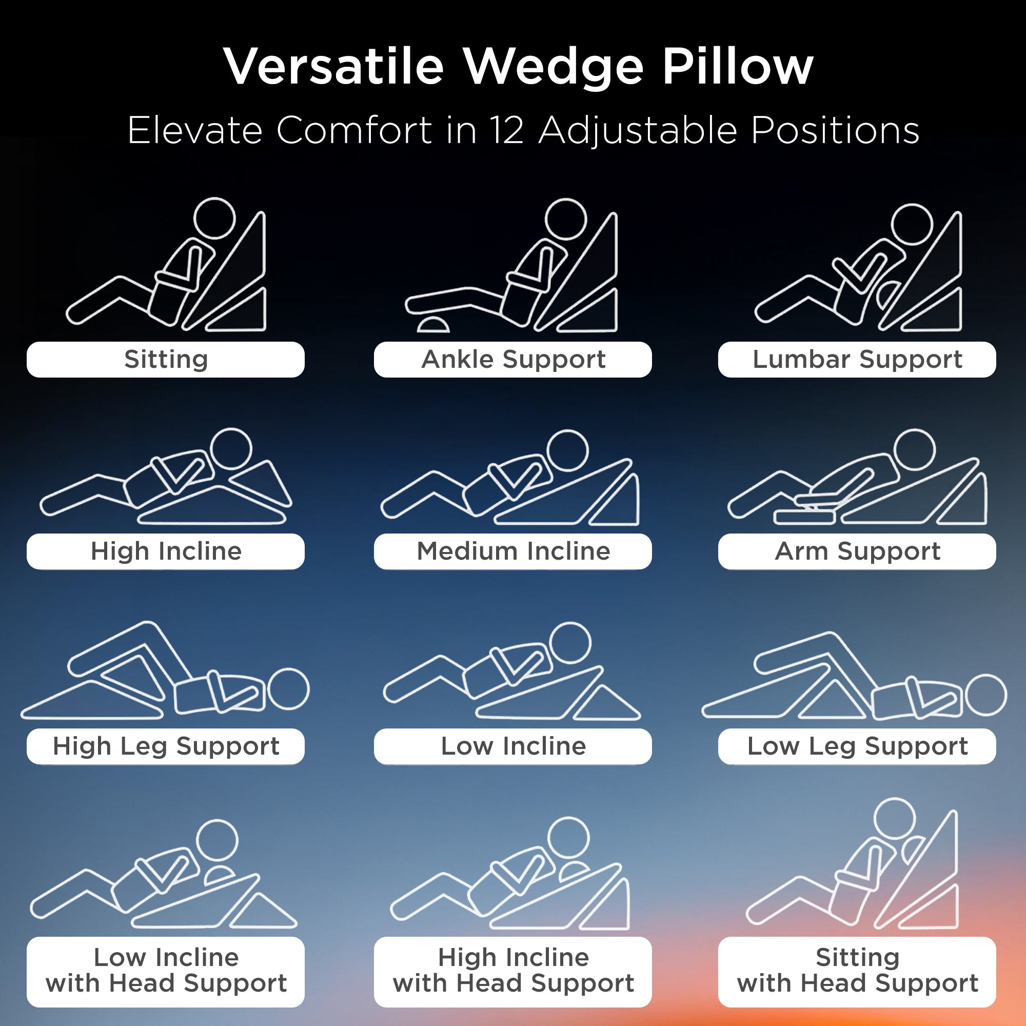 Dr Trust USA Memory Foam Bed Wedge Pillow (3Pcs Elevated Orthopedic Cushion) 354