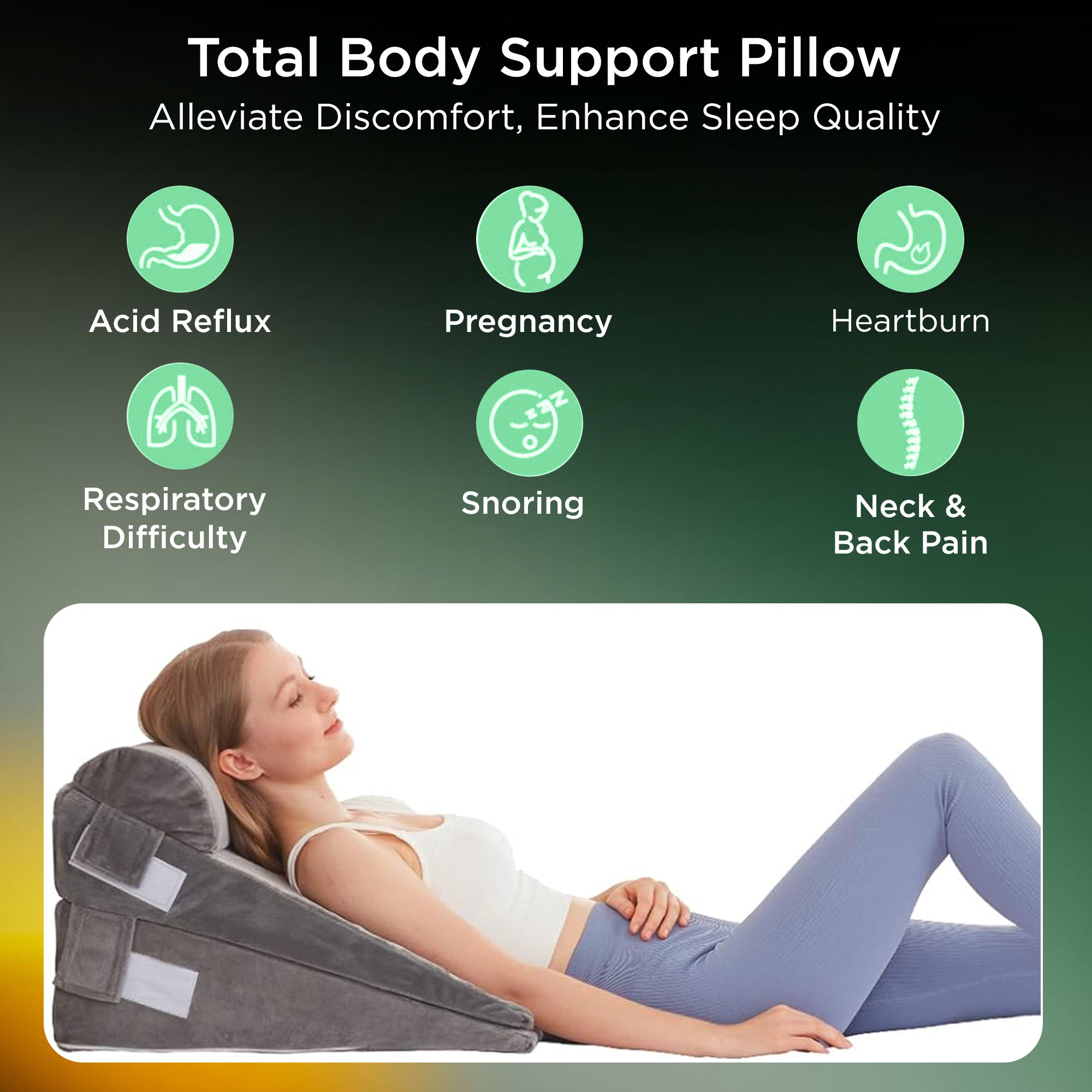 Dr Trust USA Memory Foam Bed Wedge Pillow (3Pcs Elevated Orthopedic Cushion) 354