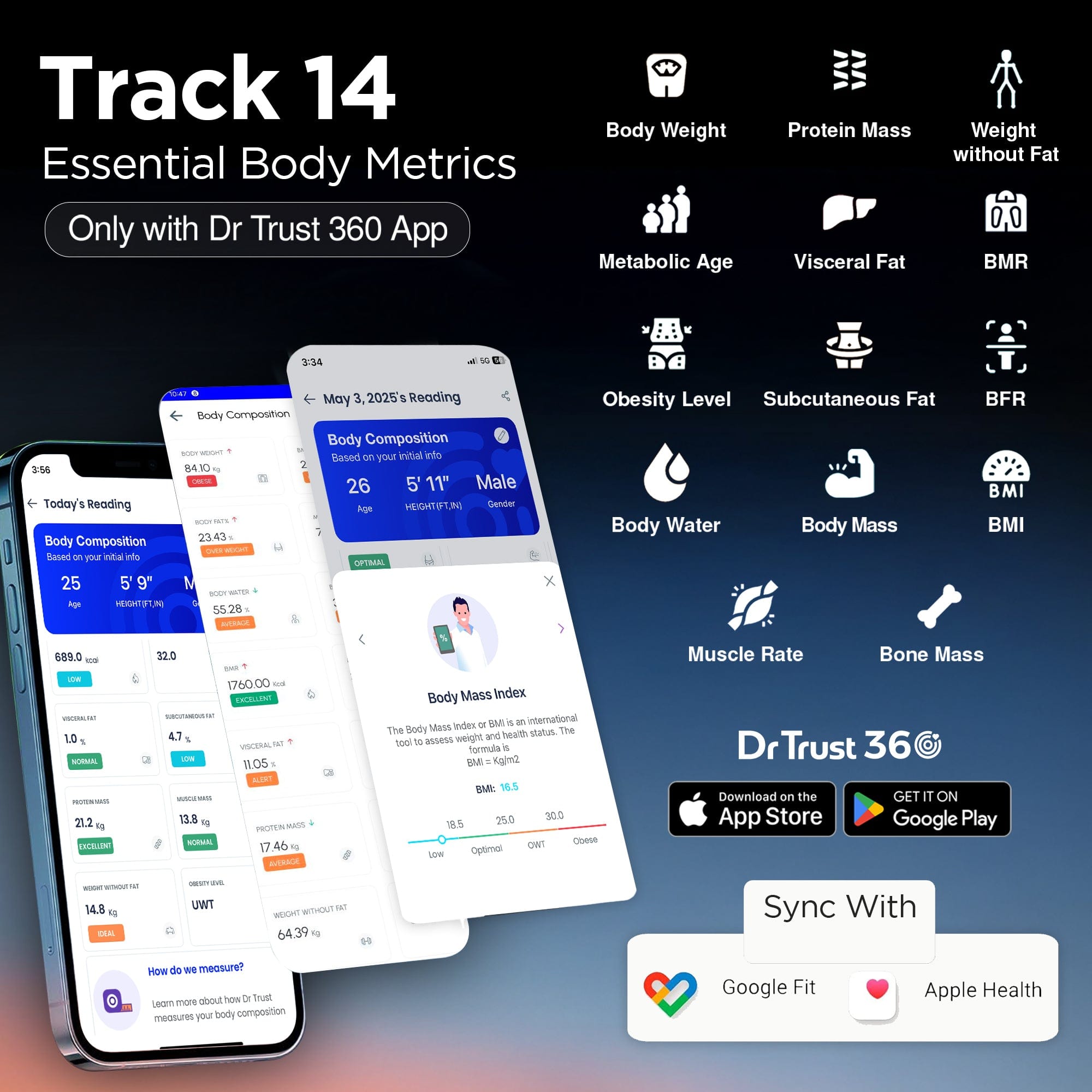 Dr Trust USA Weighing Scale Dr Trust USA Legend Smart Body Fat Analyzer & BMI Weight Machine, 14 Body Composition Metrics Analysis with Dr Trust 360 App, personal Weighing Machine 526 for Accurate Health Monitoring