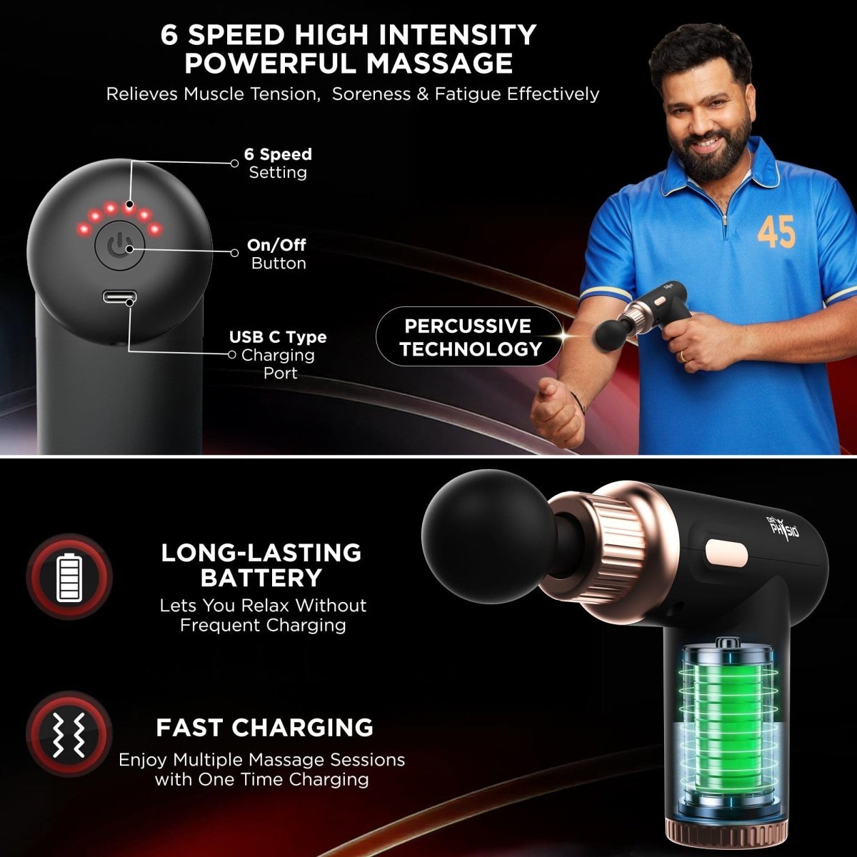 Dr Physio Dynamo Rechargeable Gun Massager 1034
