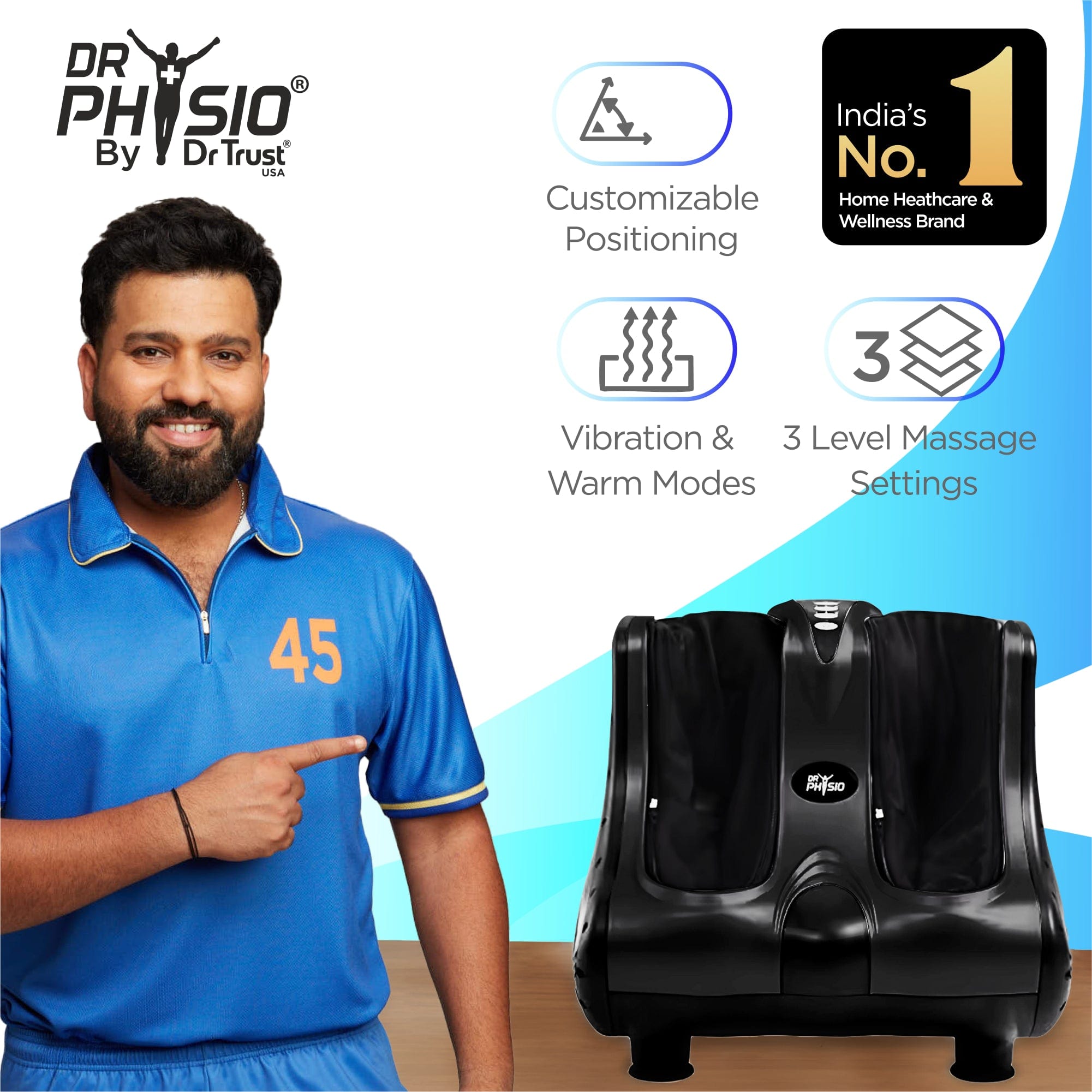 Dr Trust USA foot massager Dr Physio USA 1046 Monarch Leg, Foot, Ankle & Calf Massage Machine with Heat, Deep Kneading & Vibration Massager For Plantar Fasciitis, Aches, Stiffness Pain Relief Home and Spa Relaxation Massager