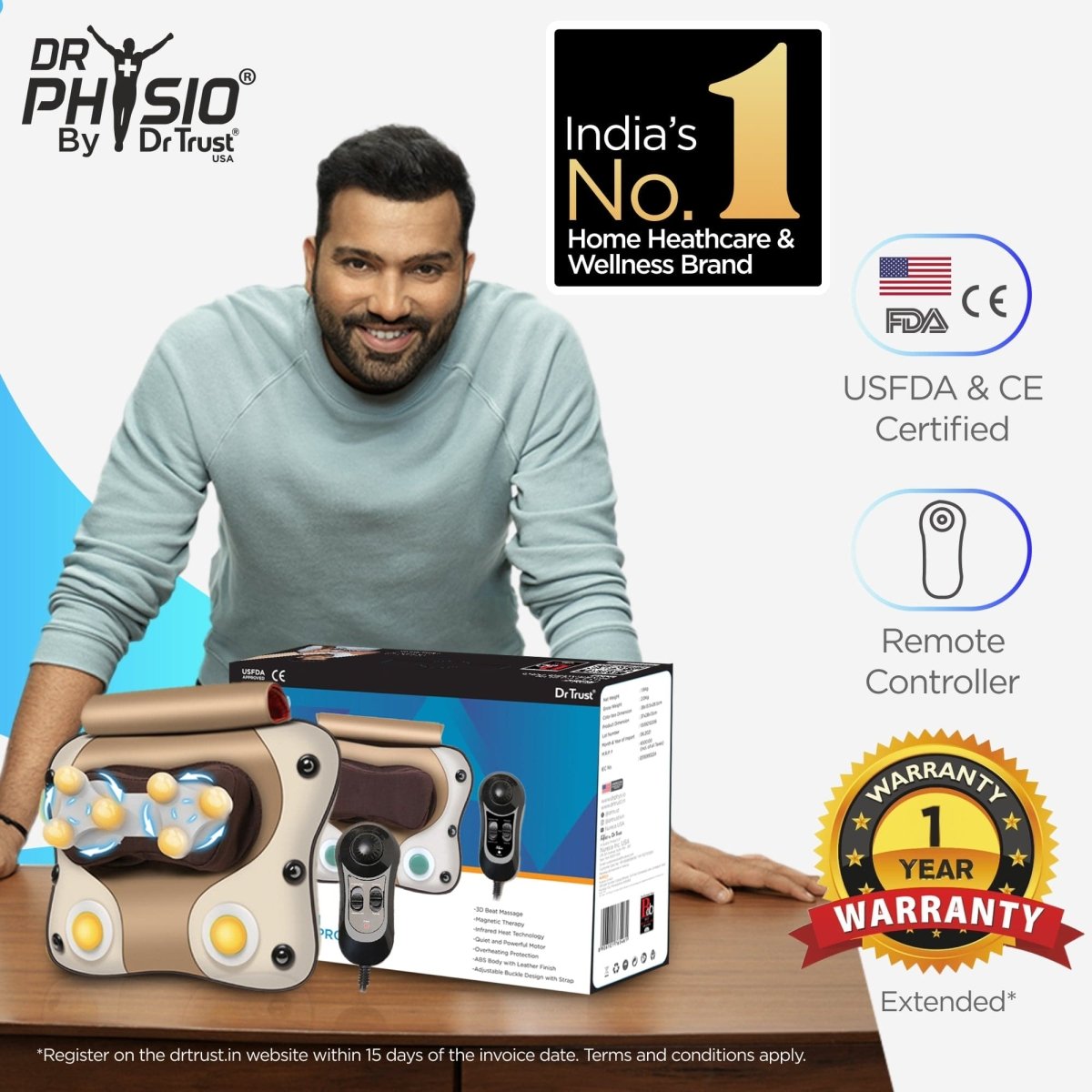 Dr Physio USA 3D Massage Pillow with Heat 1009 (Brown)