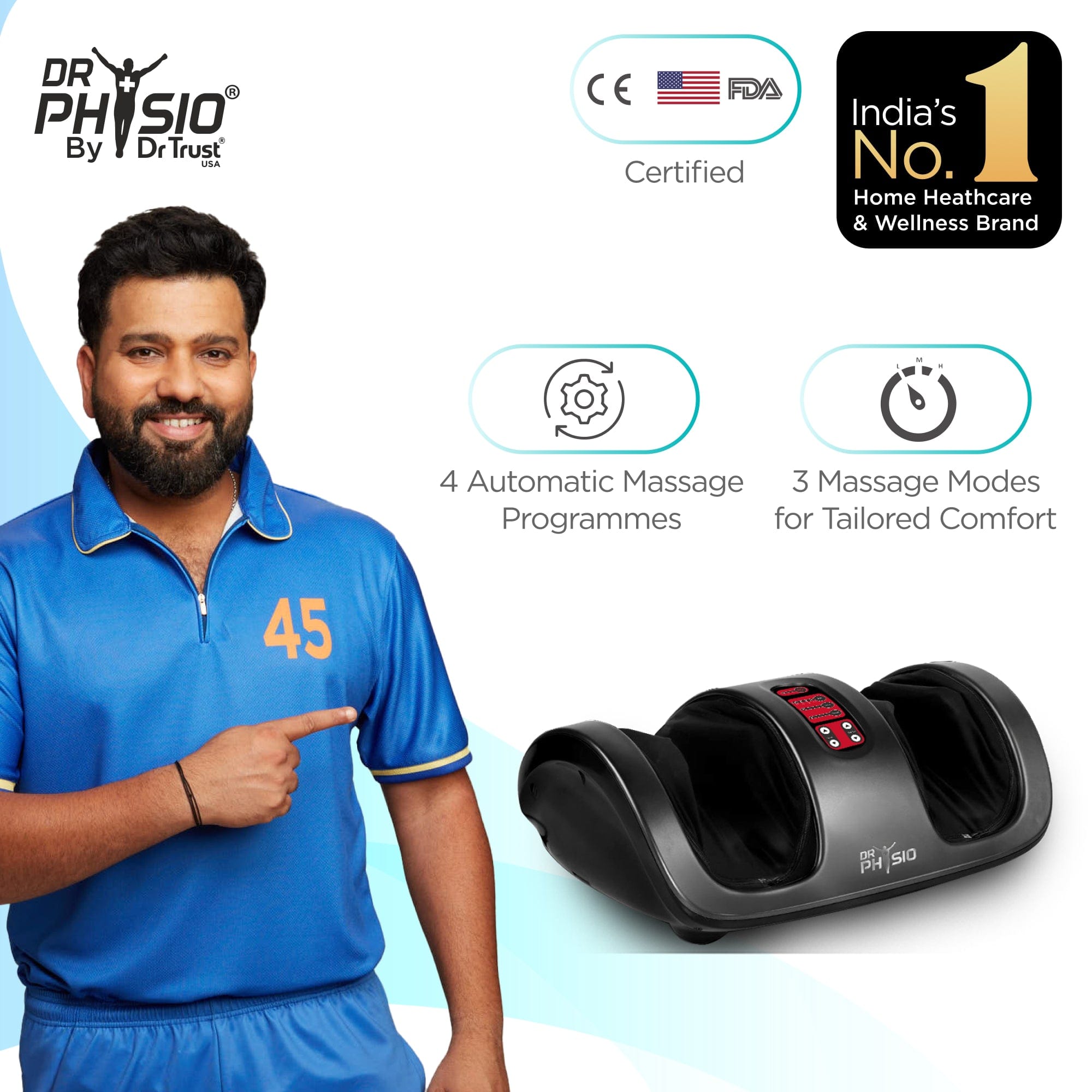 Dr Trust USA foot massager Dr Physio USA Electric Foot Massager with Kneading Massage At Home, Automatic Shiatsu Massage Machine For Pain Relief and Improving Blood Circulation with Heat -1019 (Black)