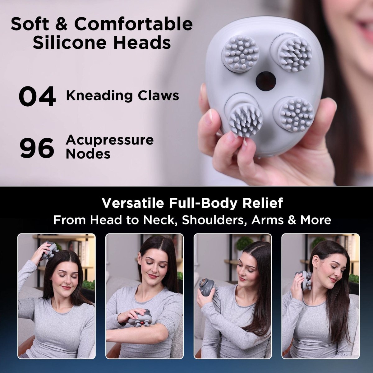 Dr Physio USA Rechargeable Head & Scalp Massager with Red Light 1052