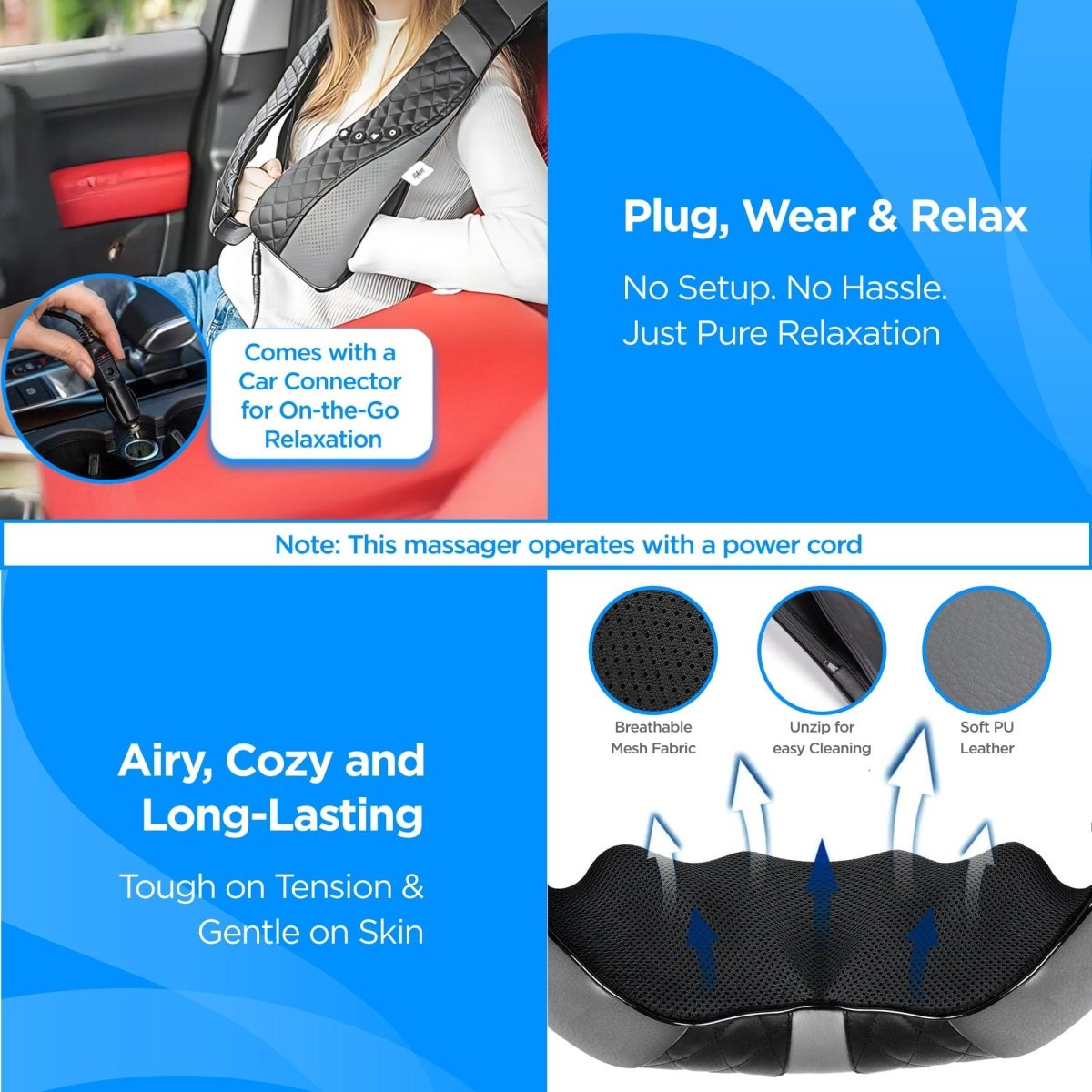 Dr Physio USA Shiatsu Neck, Back and Shoulder Massager with Heat 1047