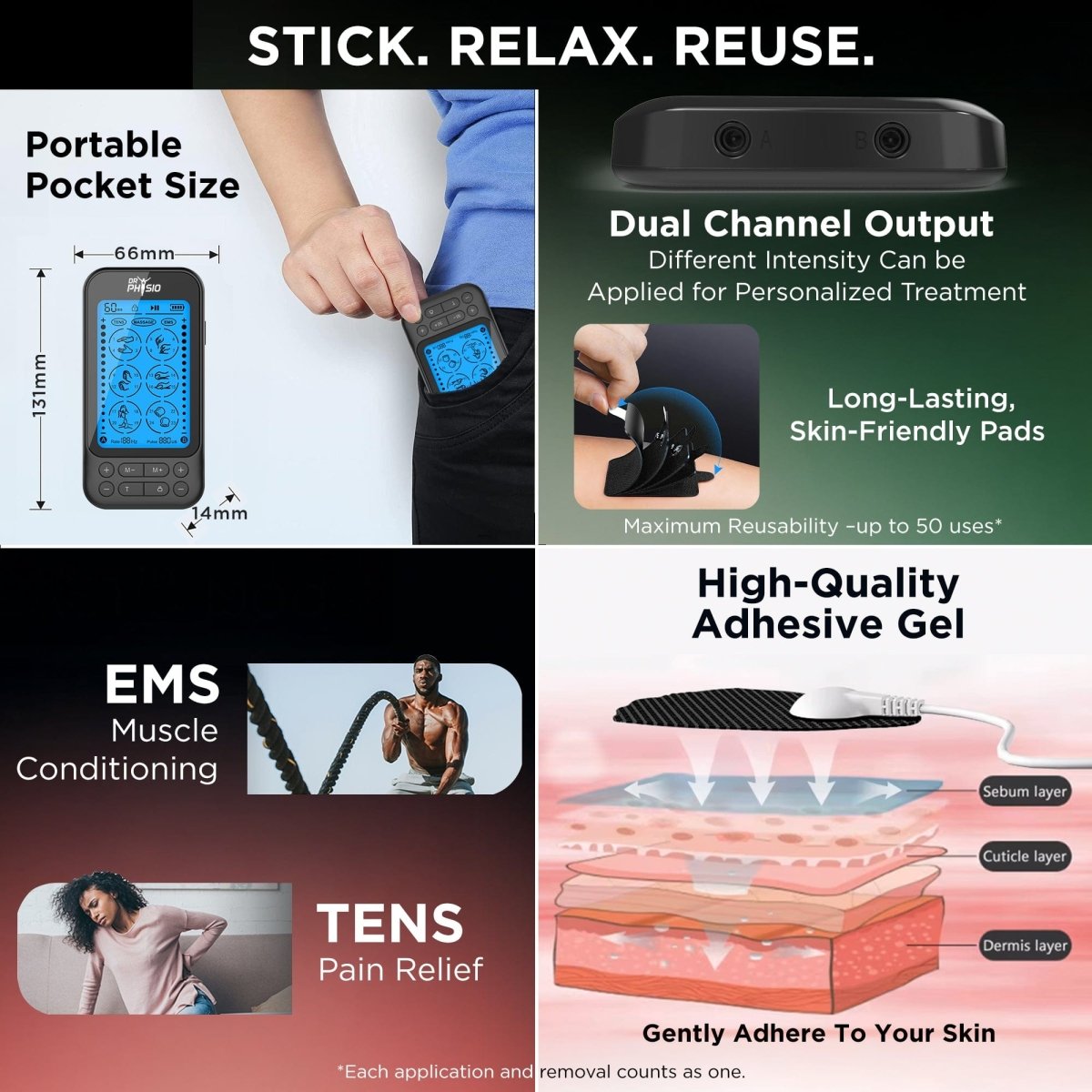 Dr Physio USA TENStar Antares Massage Machine TENS/EMS 1050