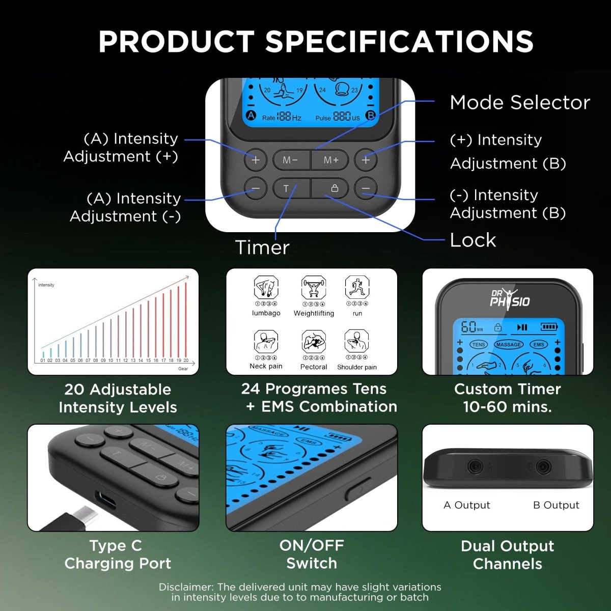 Dr Physio USA TENStar Antares Massage Machine TENS/EMS 1050