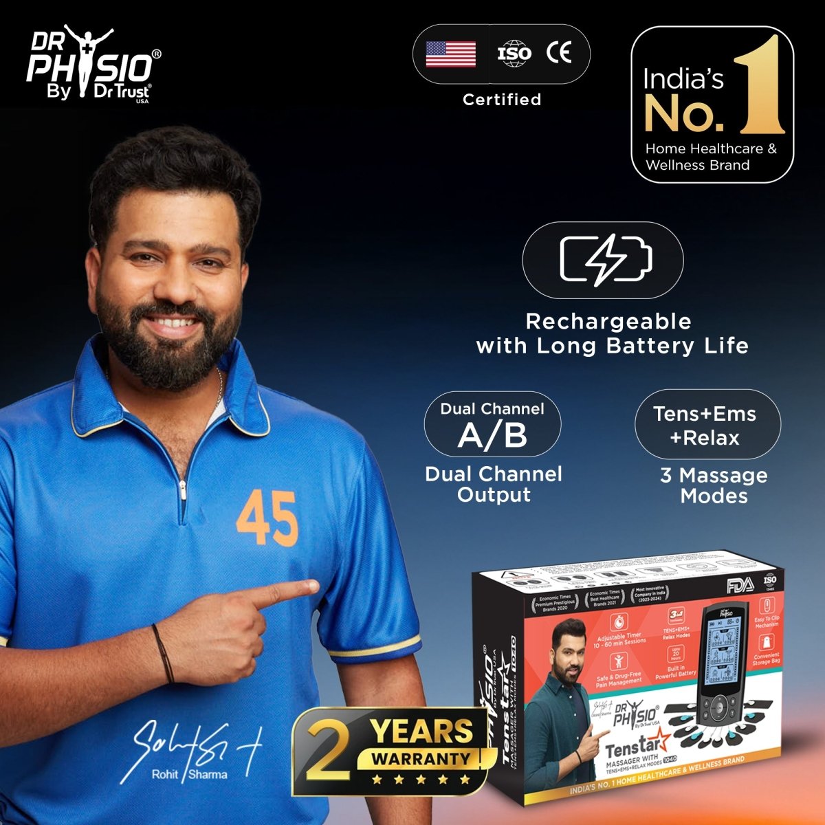 Dr Physio USA TENStar Massager Machine TENS/EMS 1040