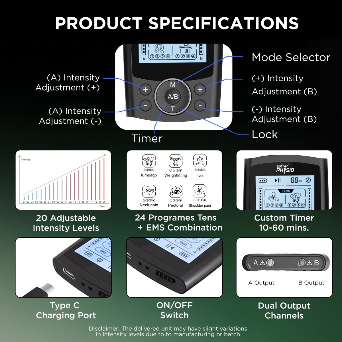 Dr Physio USA TENStar Massager Machine TENS/EMS 1040