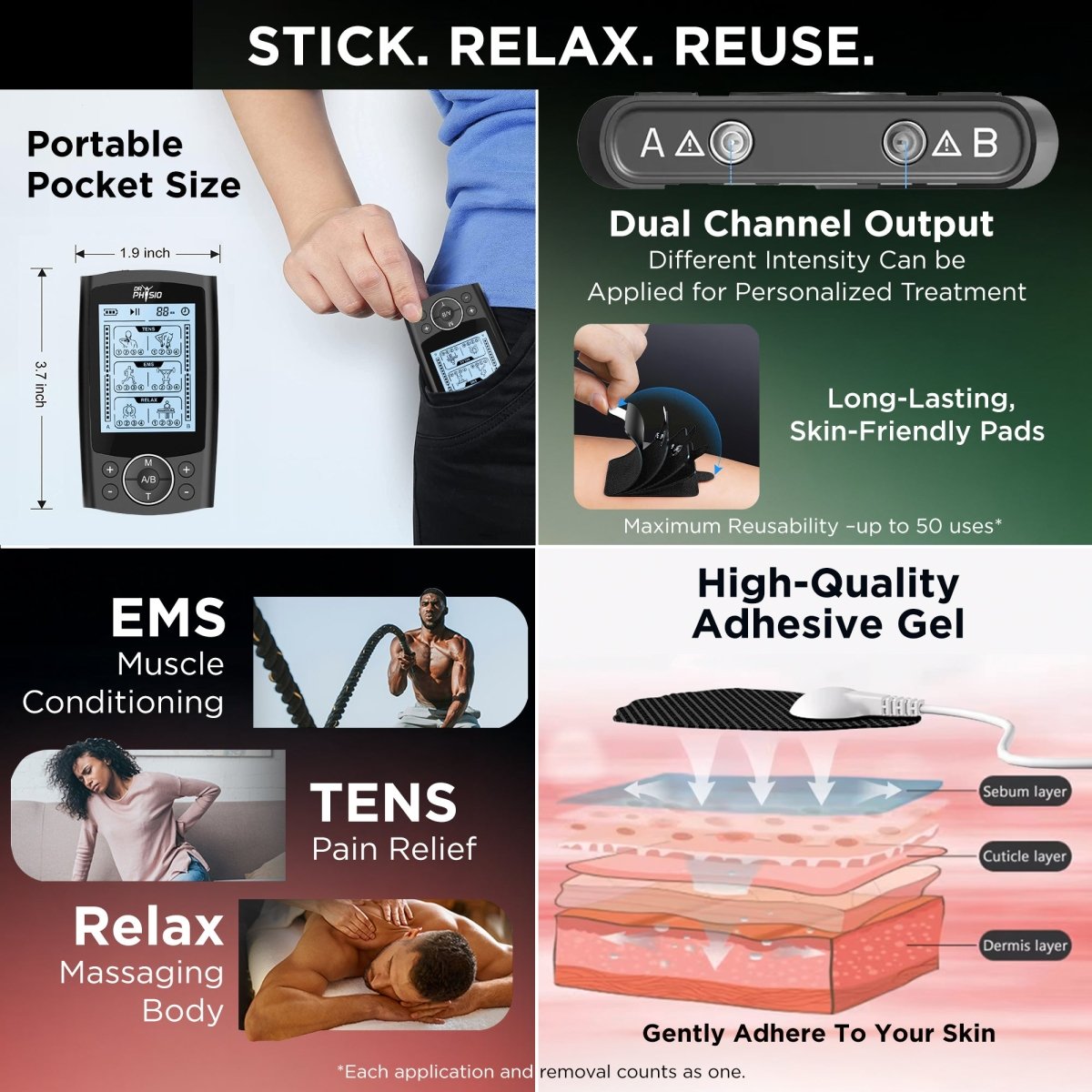 Dr Physio USA TENStar Massager Machine TENS/EMS 1040