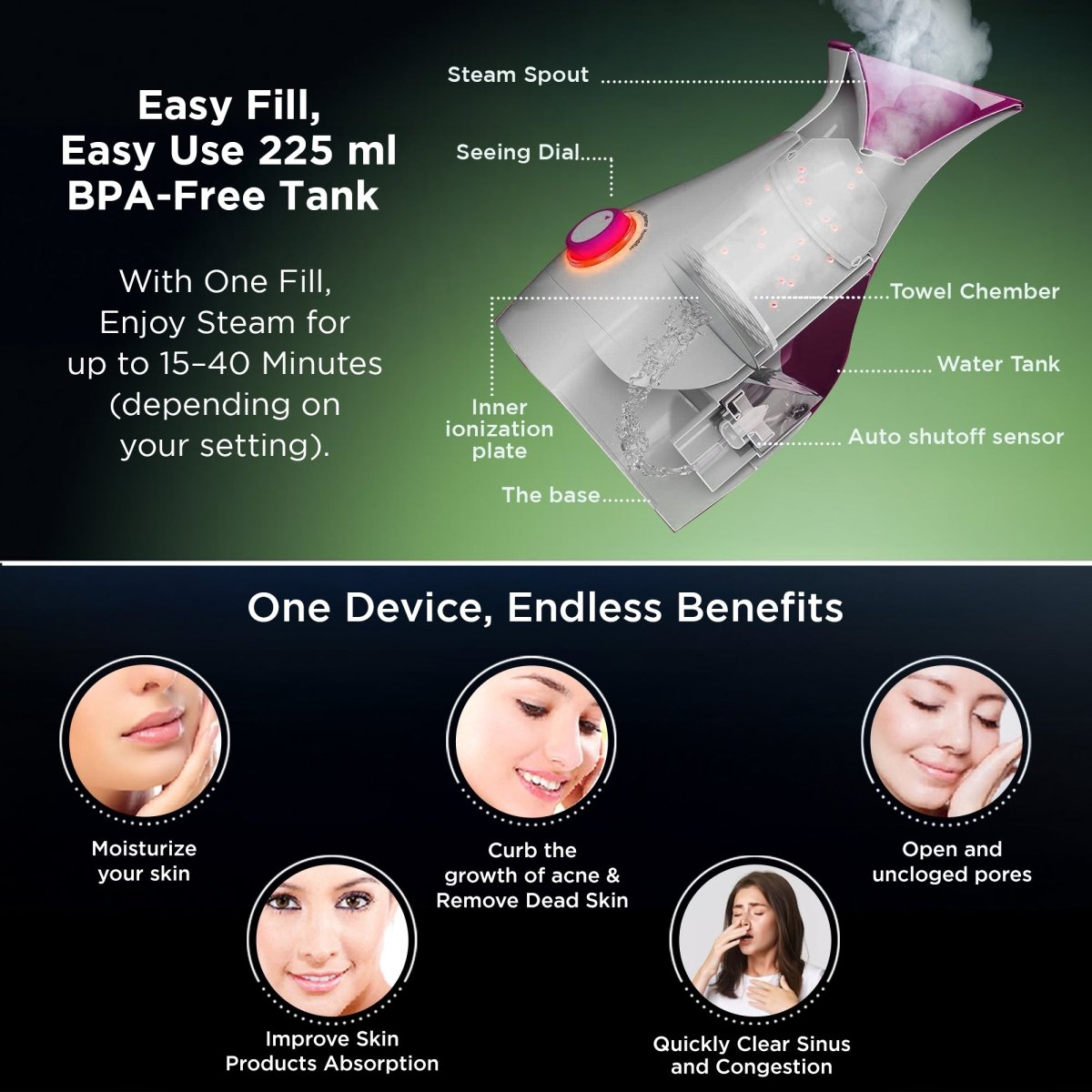 Dr Trust USA 3 - in - 1 Nano Ionic Facial Steamer 905 (Pink)