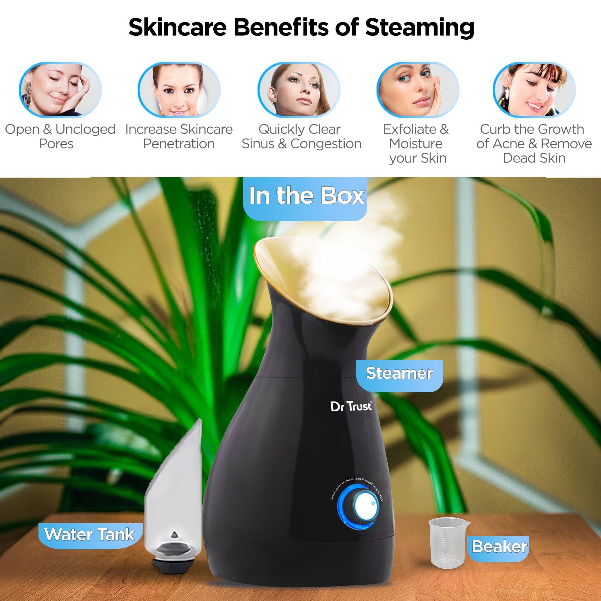 Dr Trust USA 3-in-1 Nano Ionic Facial Steamer 909 (Black)