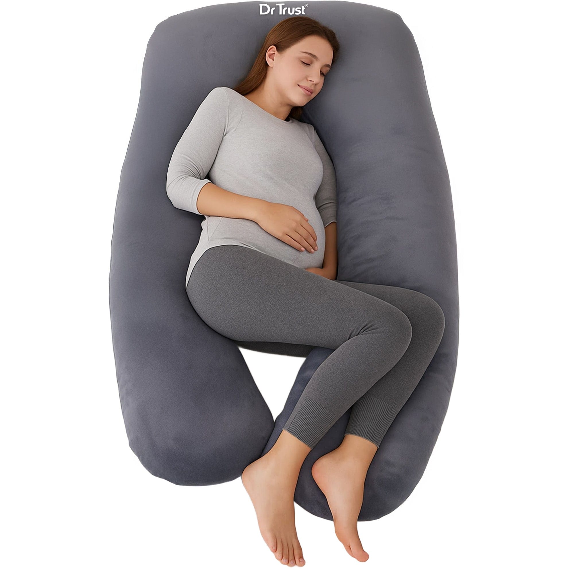 Dr Trust USA pregnancy pillow Dr Trust USA 3214 Pregnancy Pillow U Shape, Full Body Maternity Support Microfiber Cushion for Sleeping, Breastfeeding, Nursing, Postpartum Care and Back, Belly, Leg support and Relaxation, Velvet Cover 1370x360x155 ± 10 mm