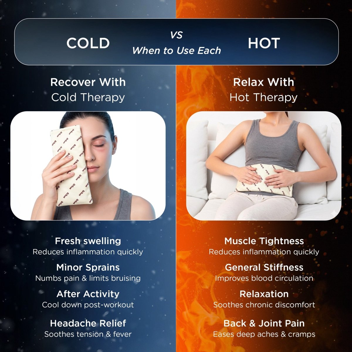 Dr Trust USA 397 Hot and Cold Gel Pack for Fast Pain Relief & Recovery, Reusable Ice Pack for Injuries, Knee, Back, Neck & Shoulder, Flexible, Leak-Proof, Microwavable Heat & Cold Pad (Medium Size)