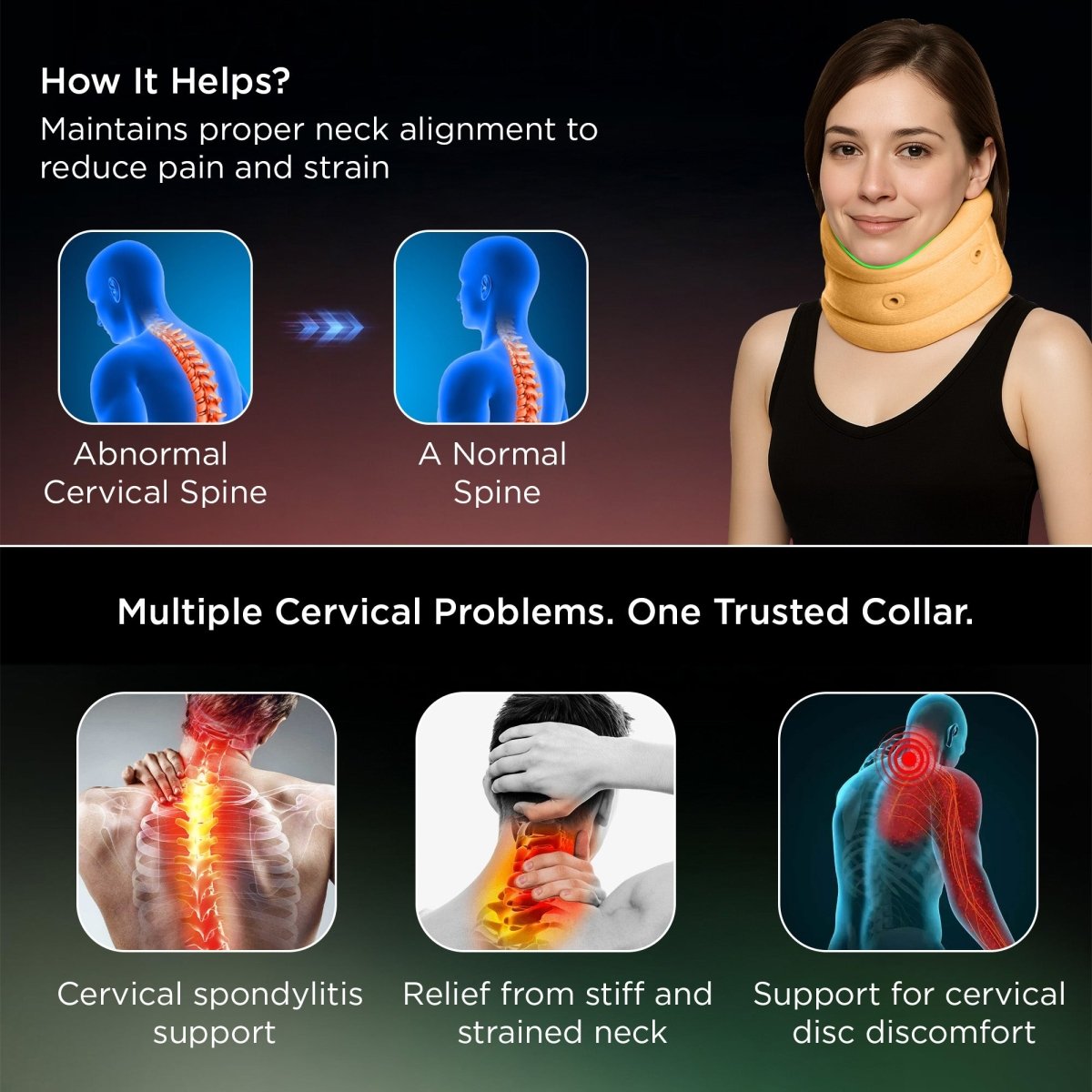 Dr Trust USA 4102 Cervical Collar Soft with Support High - Density Foam Neck Brace for Cervical Pain, Spondylosis, Injury, Immobilization & Posture Correction, Neck Collar for Men & Women