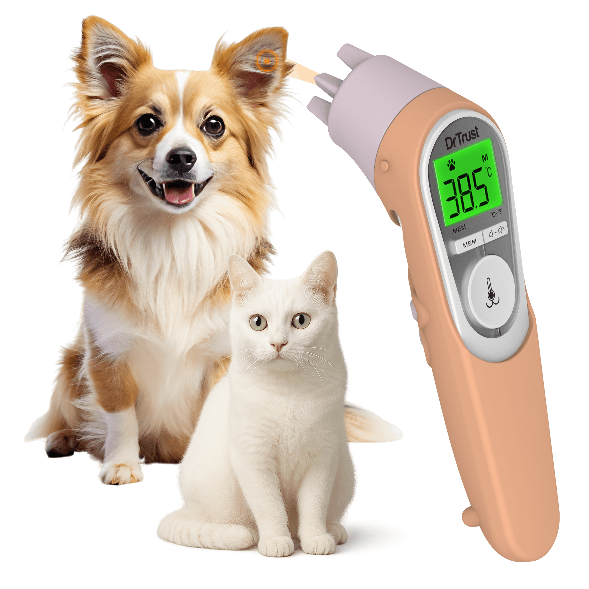 Dr Trust USA pet thermometer Dr Trust USA 619 Non-Contact Infrared Pet Thermometer for Dogs, Cats & Livestock, Accurate, 1 Second Fast Results, Vets Recommended Rectal Temperature Monitor with Memory Recall, °C/°F Switch