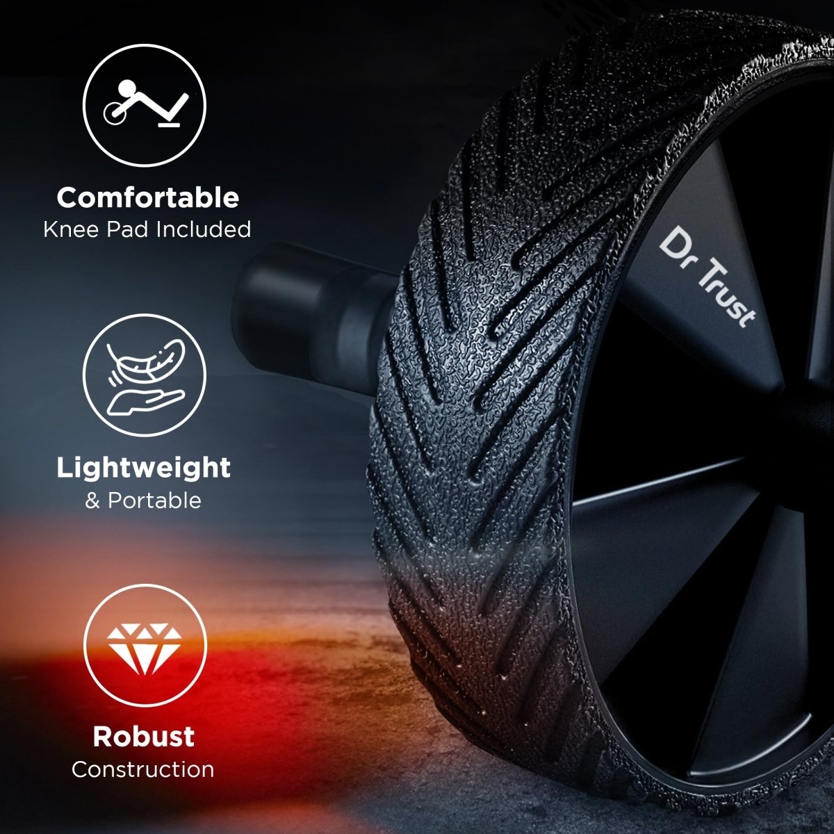 Dr Trust USA Ab Wheel Roller with Knee Mat 311 (Black)