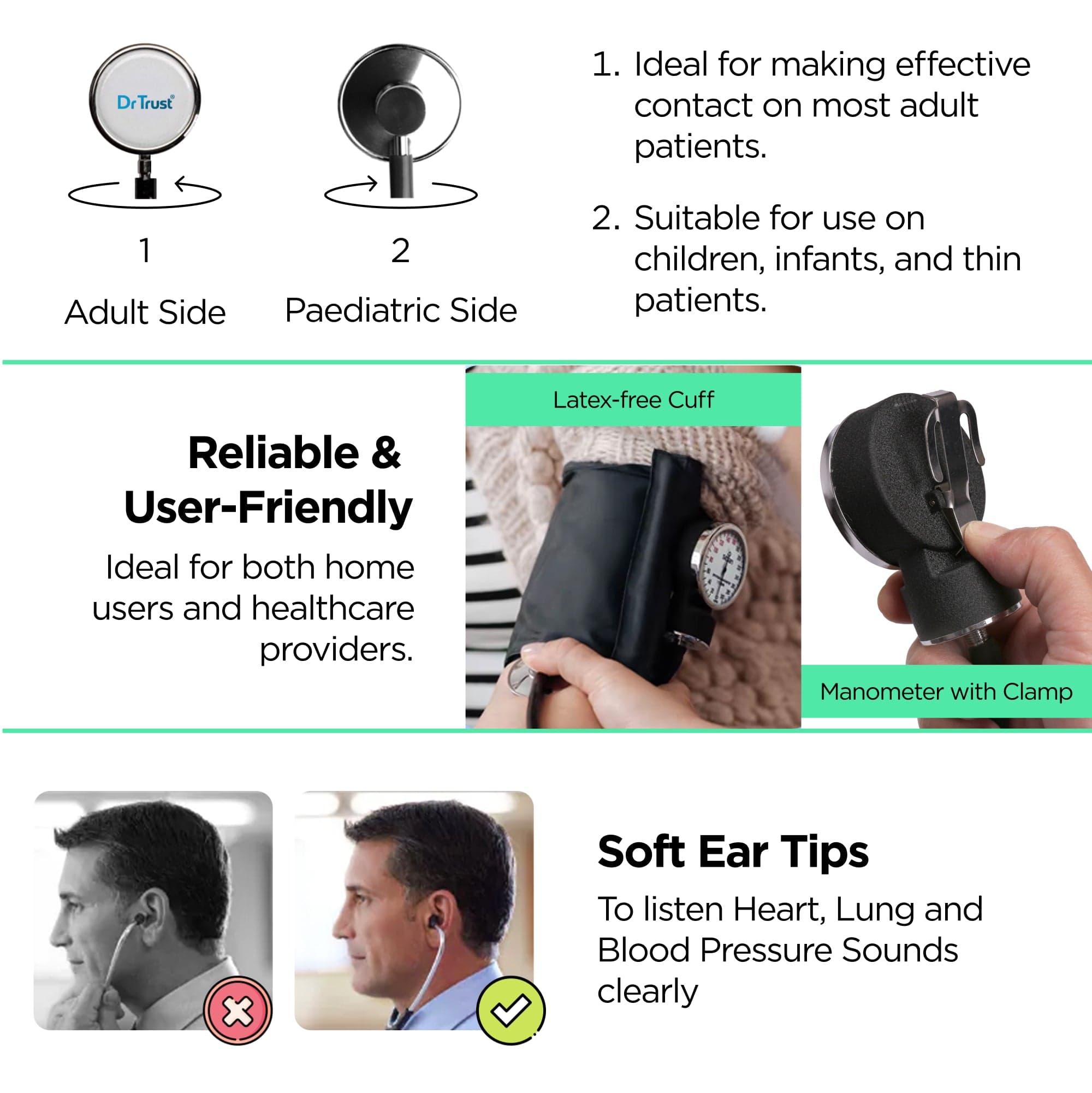 Dr Trust USA Blood Pressure Monitor Dr Trust USA Aneroid Sphygmomanometer With Stethoscope 112
