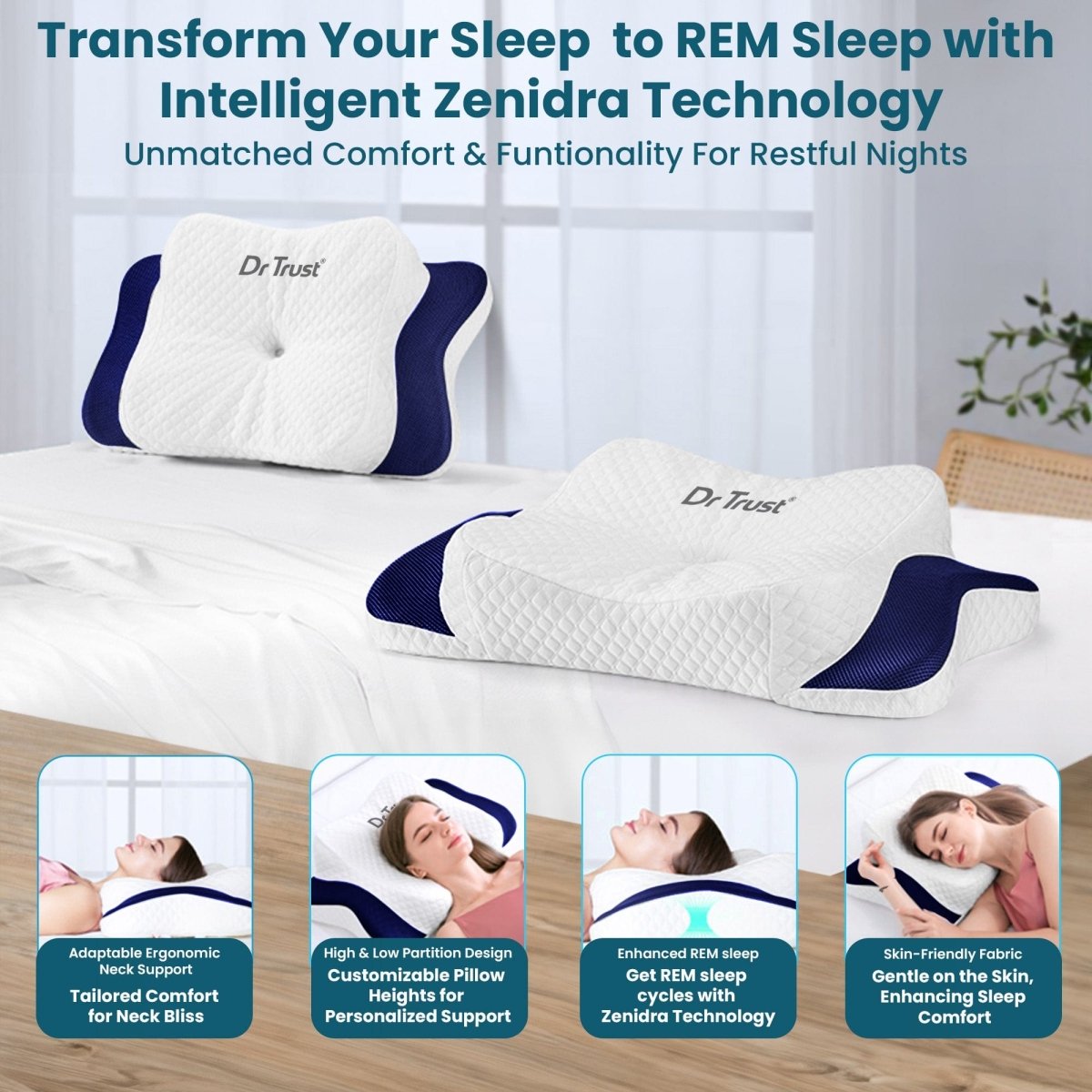 Dr Trust USA Anti - Snoring Butterfly Memory Foam Pillow 399